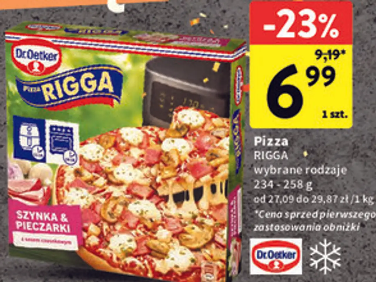 Pizza z szynką i pieczarkami Dr. Oetker Rigga