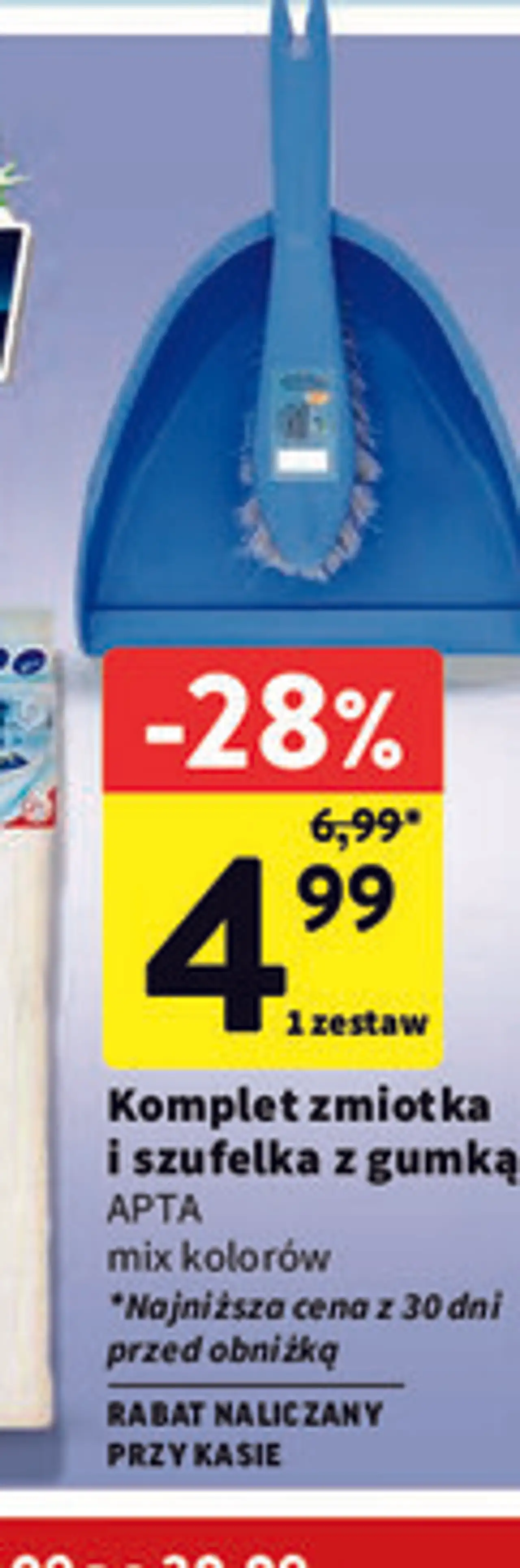 Komplet zmiotka i szufelka z gumką APTA mix kolorów