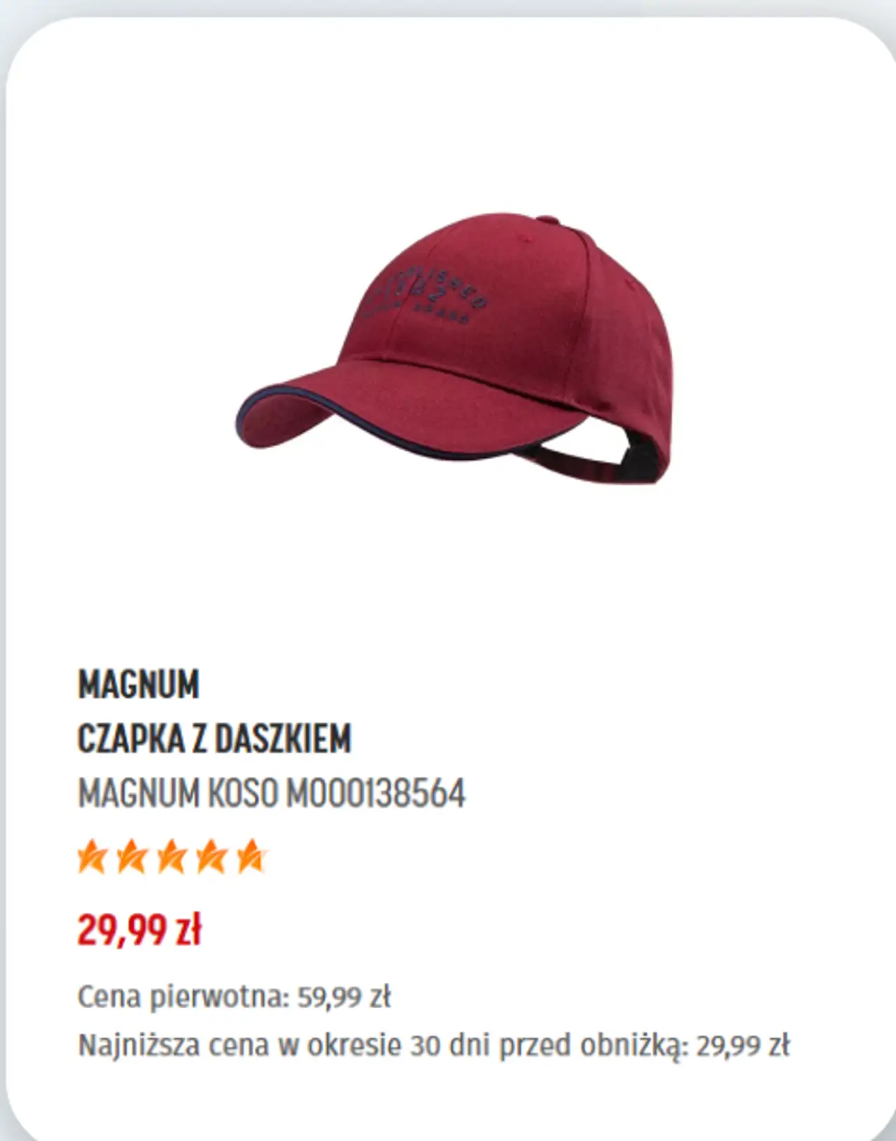MAGNUM CZAPKA Z DASZKIEM MAGNUM KOSO M000138564