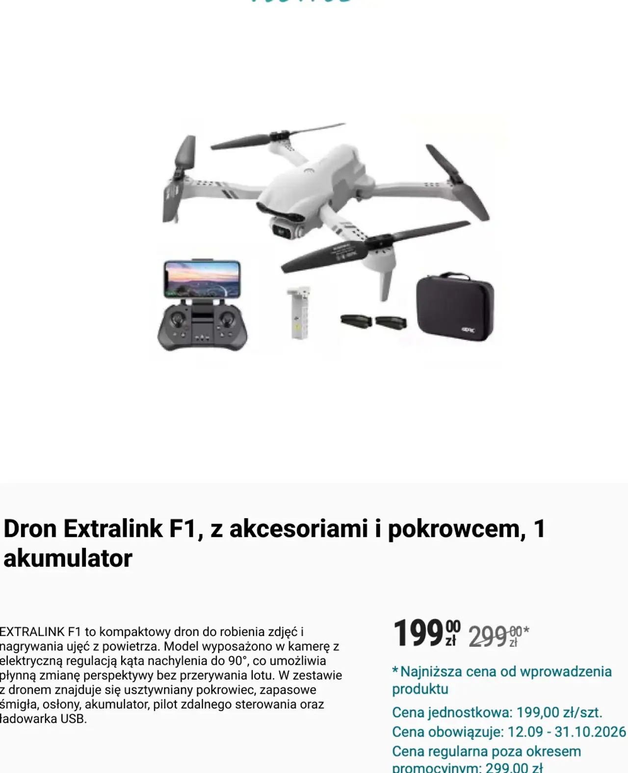Dron Extralink F1, z akcesoriami i pokrowcem, 1 akumulator