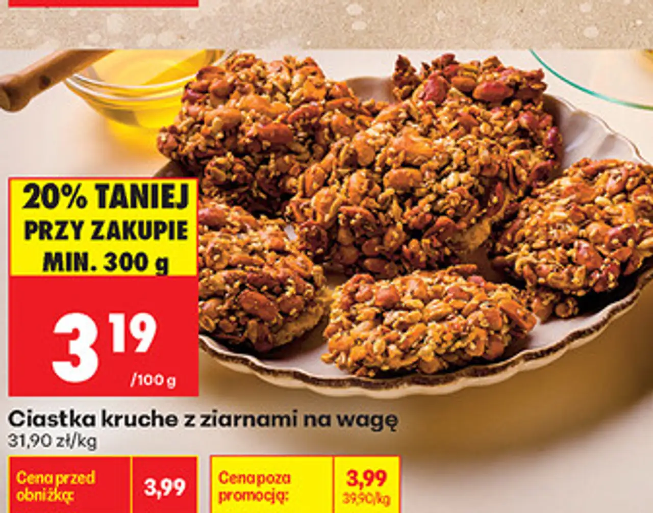Ciastka kruche z ziarnami na wagę