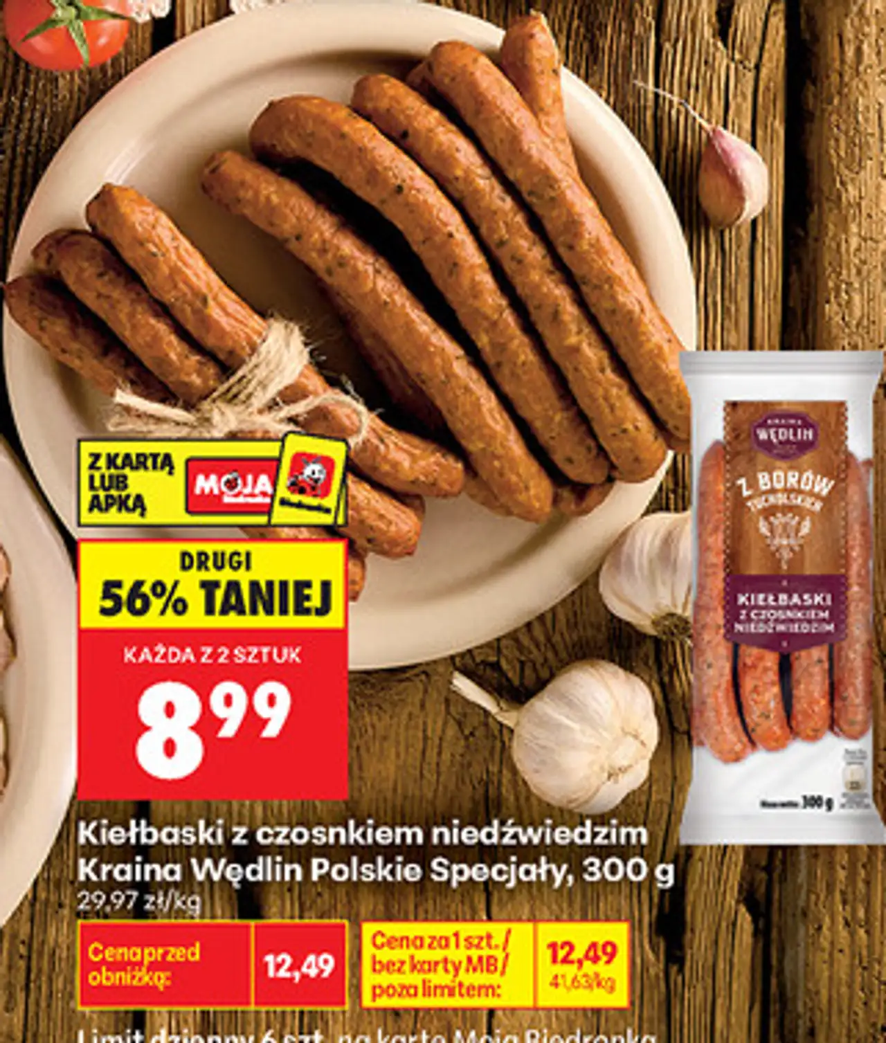 Kiełbaski z czosnkiem niedźwiedzim Kraina Wędlin Polskie Specjały, 300 g