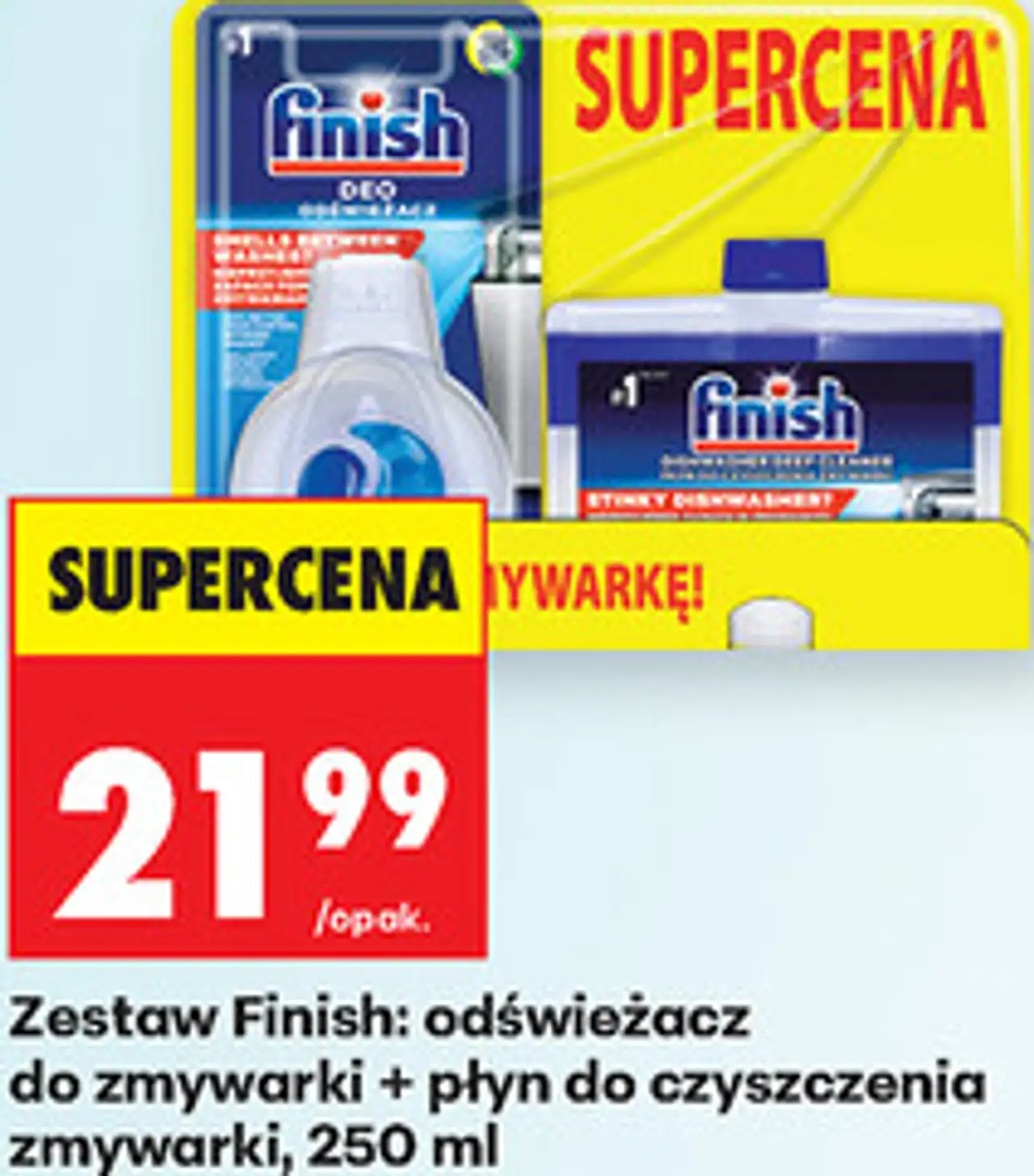 Zestaw Finish: odświeżacz do zmywarki + płyn do czyszczenia zmywarki