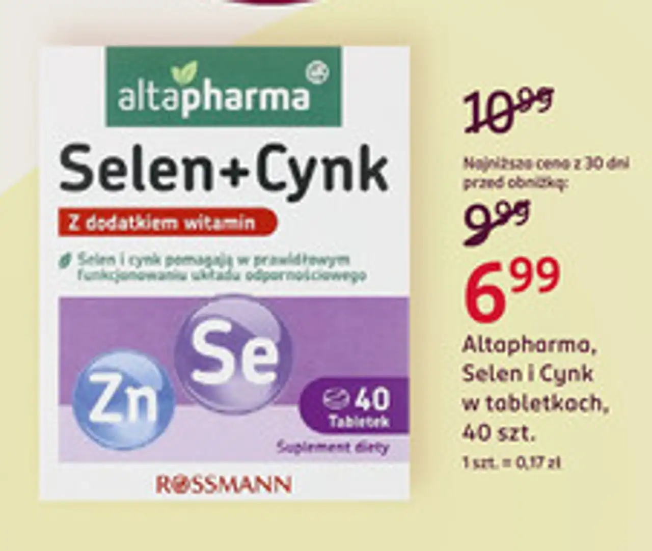 Altapharma Selen + Cynk z dodatkiem witamin w tabletkach