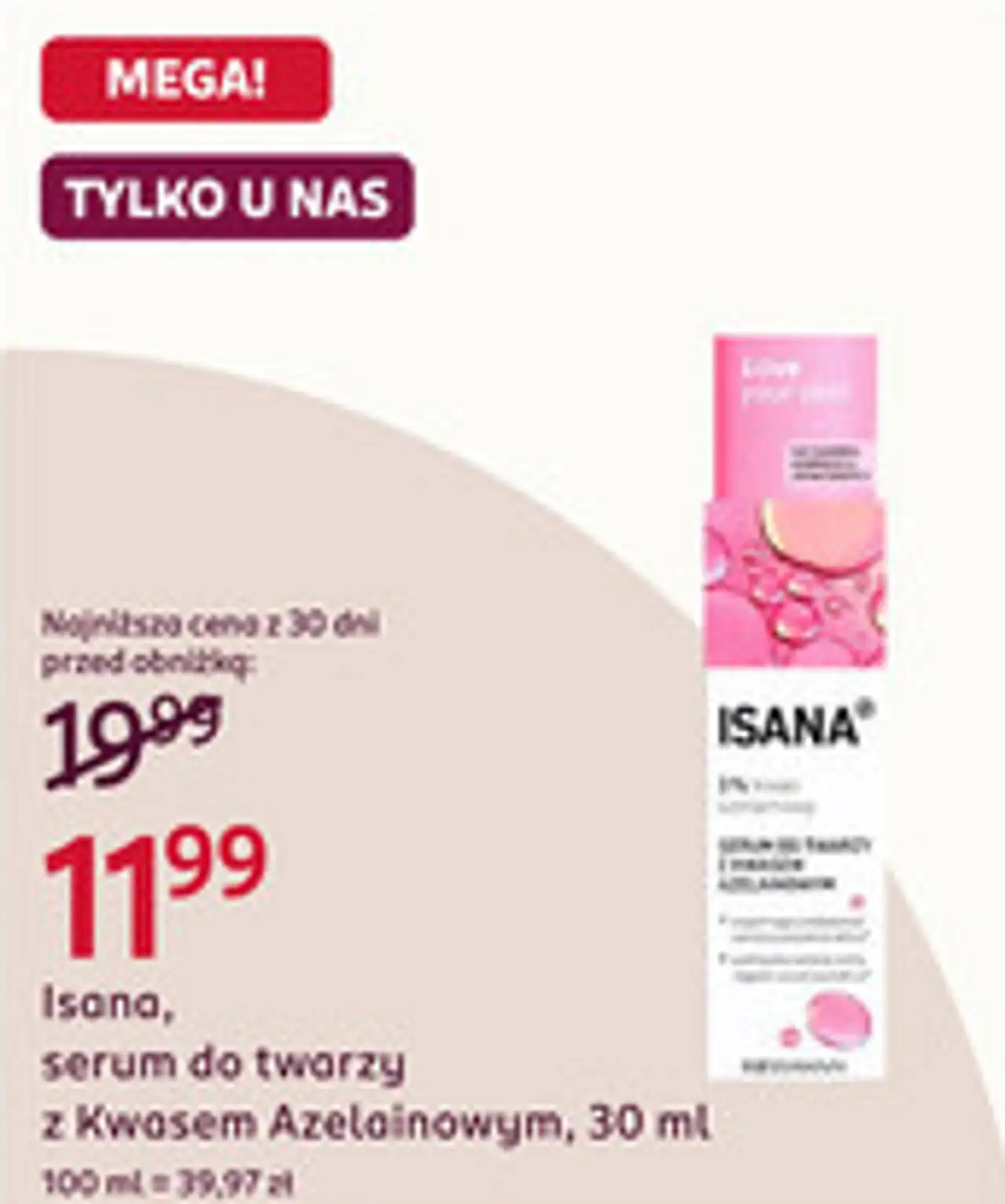 Isana, serum do twarzy z Kwasem Azelainowym, 30 ml