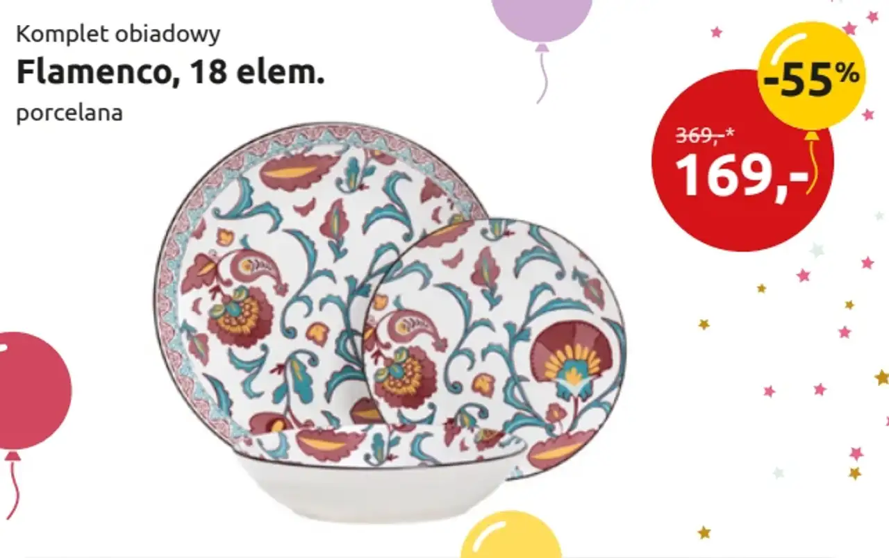 Komplet obiadowy Flamenco, 18 elem.