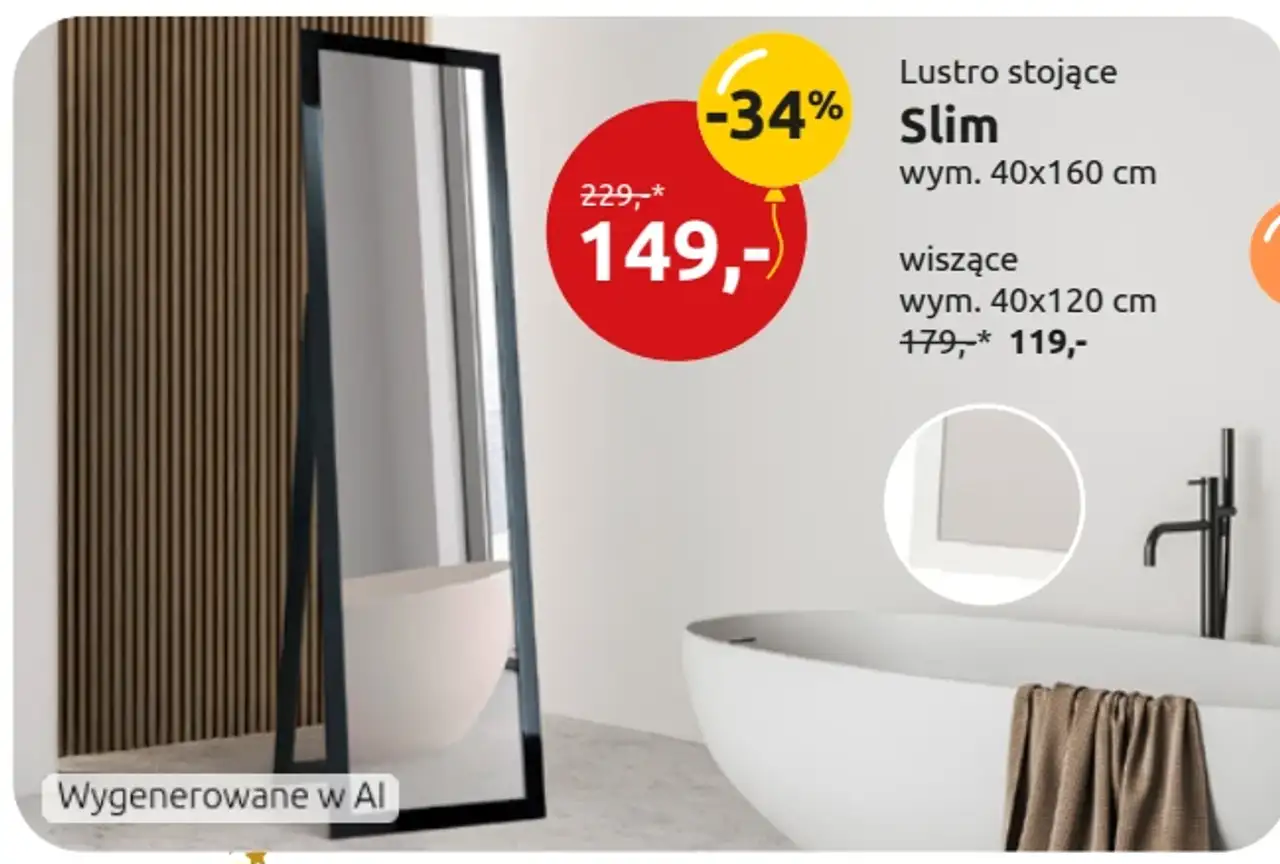 Lustro stojące Slim wym. 40x160 cm