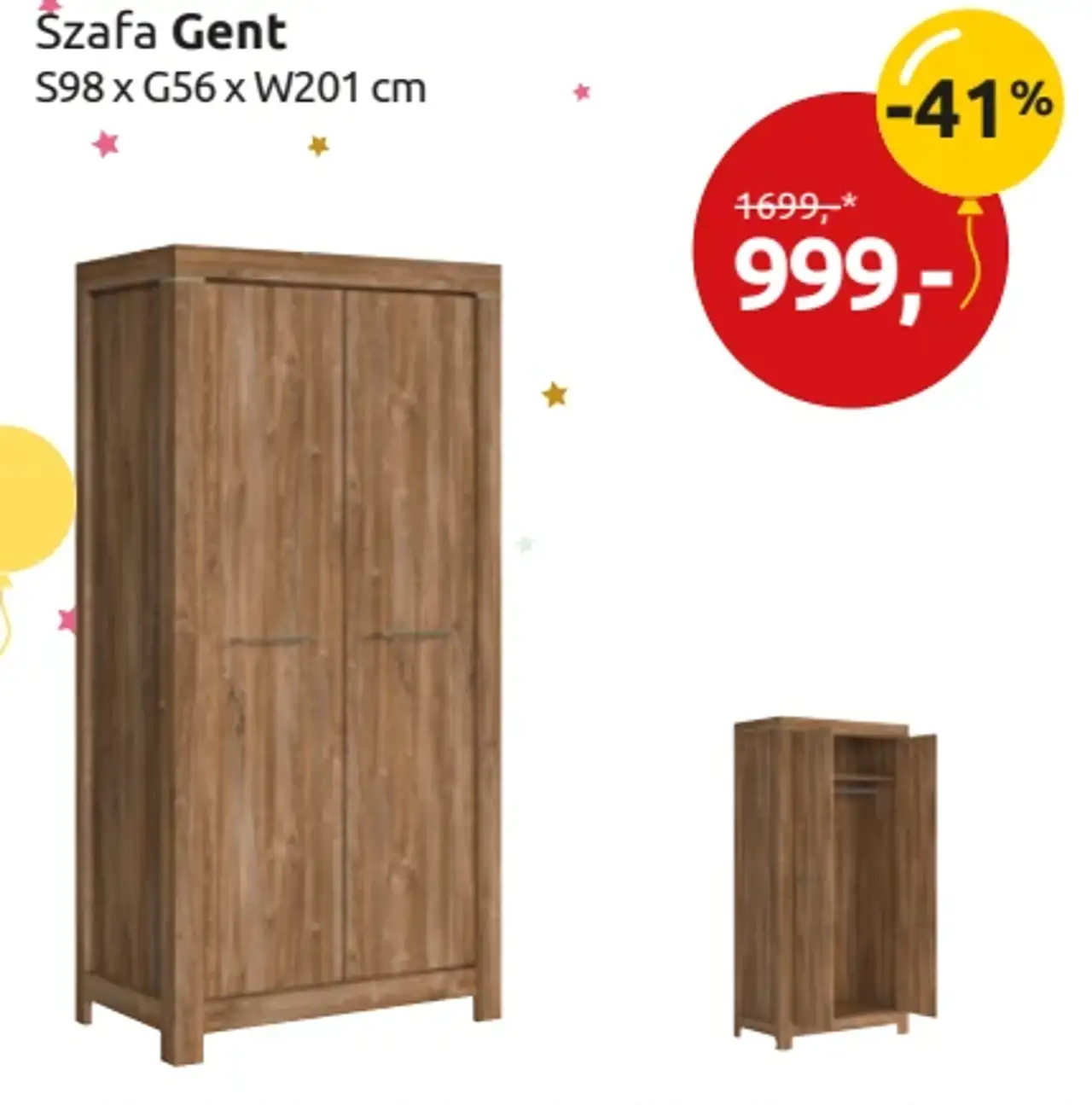 Szafa Gent S98 x G56 x W201 cm