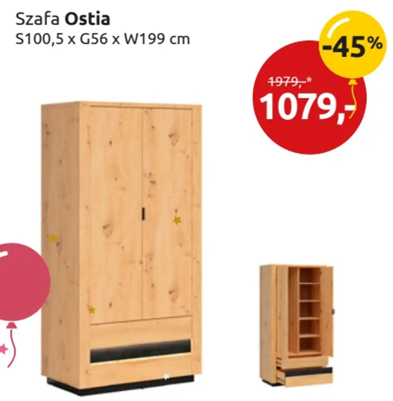 Szafa Ostia S100,5 x G56 x W199 cm