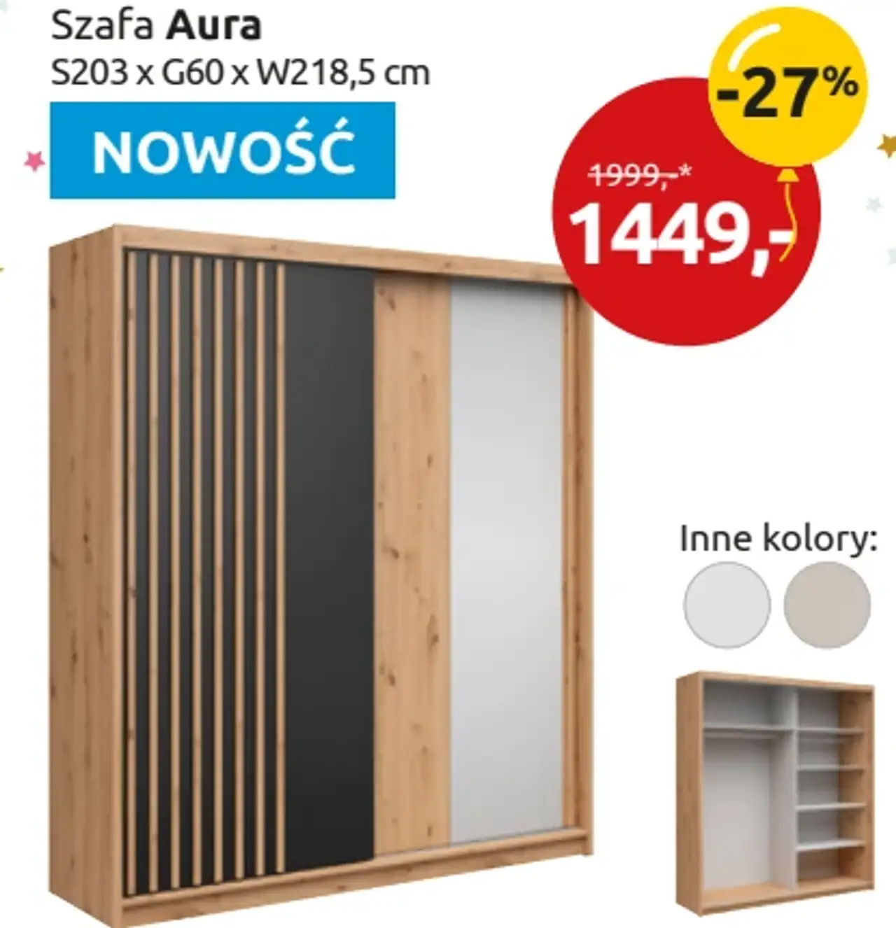 Szafa Aura S203 x G60 x W218,5 cm
