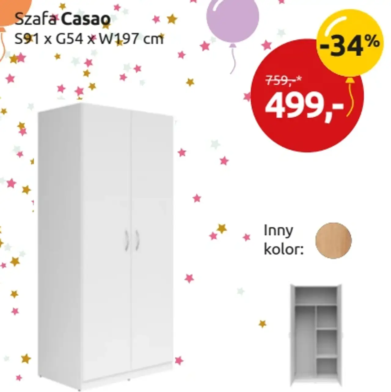 Szafa Casao S91 x G54 x W197 cm