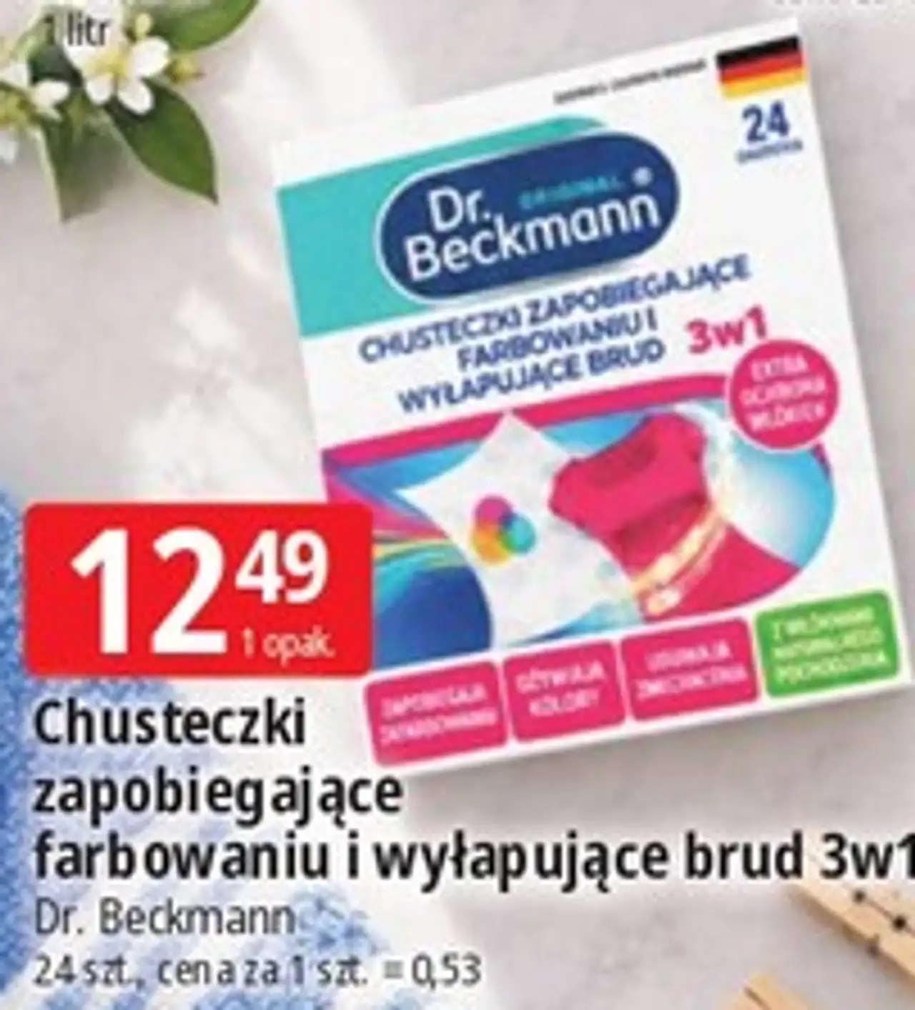 Chusteczki zapobiegające farbowaniu i wyłapujące brud 3w1 Dr. Beckmann