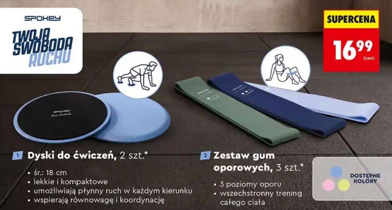 Zestaw gum oporowych lub dyski do ćwiczeń Spokey