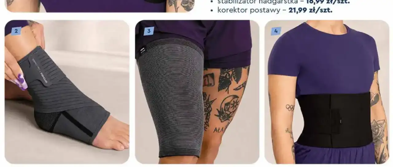 Stabilizatory, opaski kompresyjne lub pas lędźwiowy Spokey