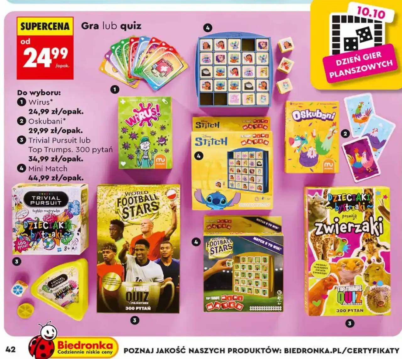 Gra lub quiz (do wyboru: Wirus, Oskubani, Trivial Pursuit, Top Trumps, Mini Match)