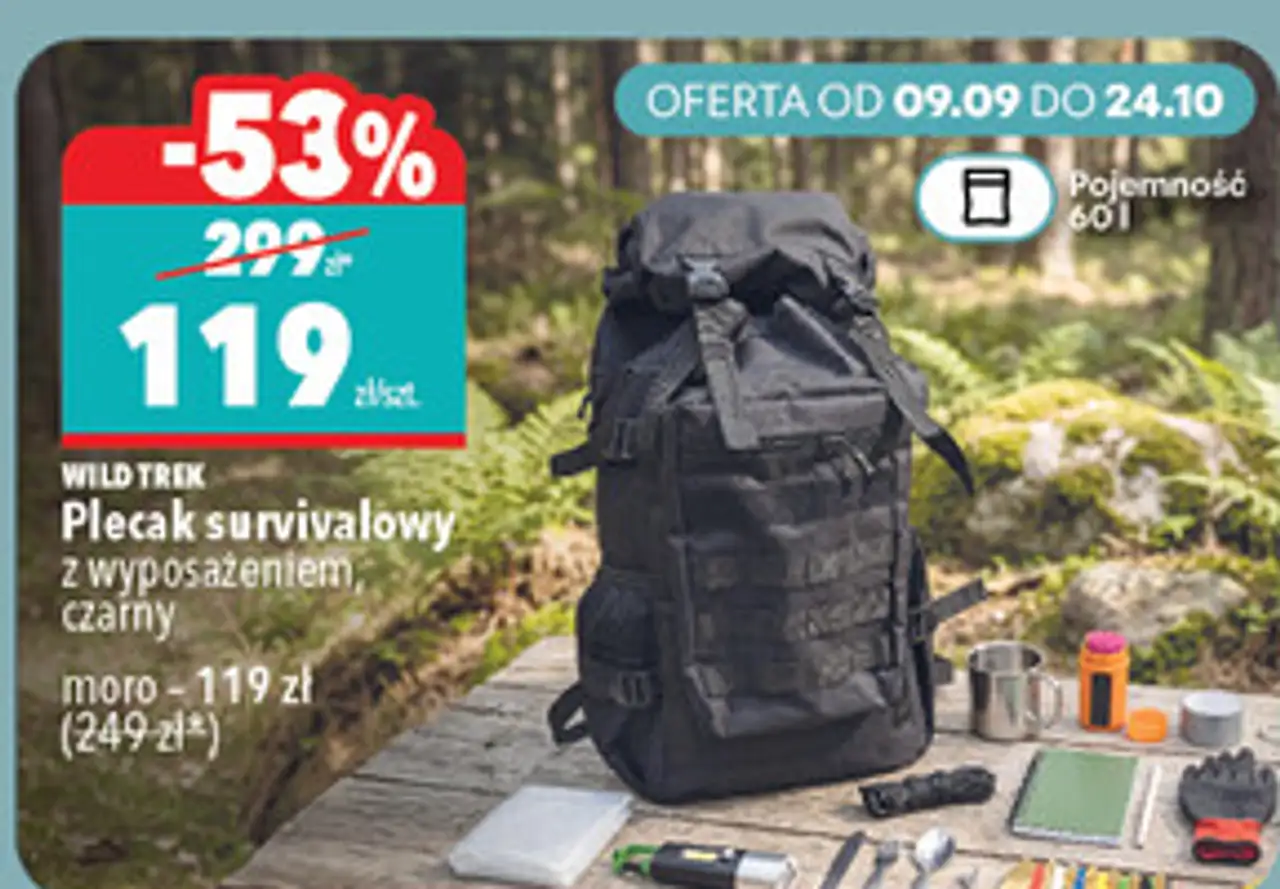 Plecak survivalowy Wild Trek czarny / moro
