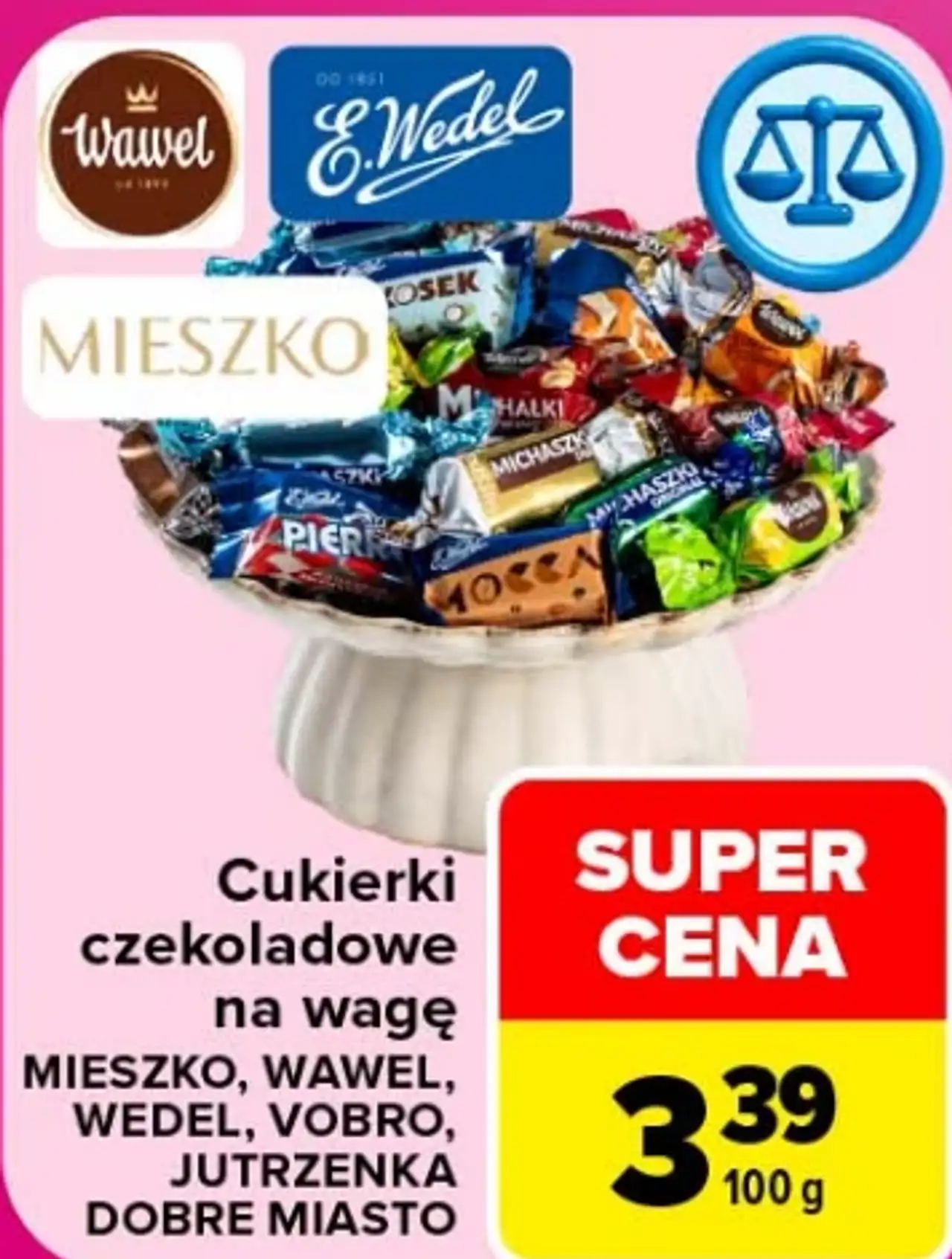 Cukierki czekoladowe na wagę Mieszko, Wawel, Wedel, Vobro, Jutrzenka Dobre Miasto