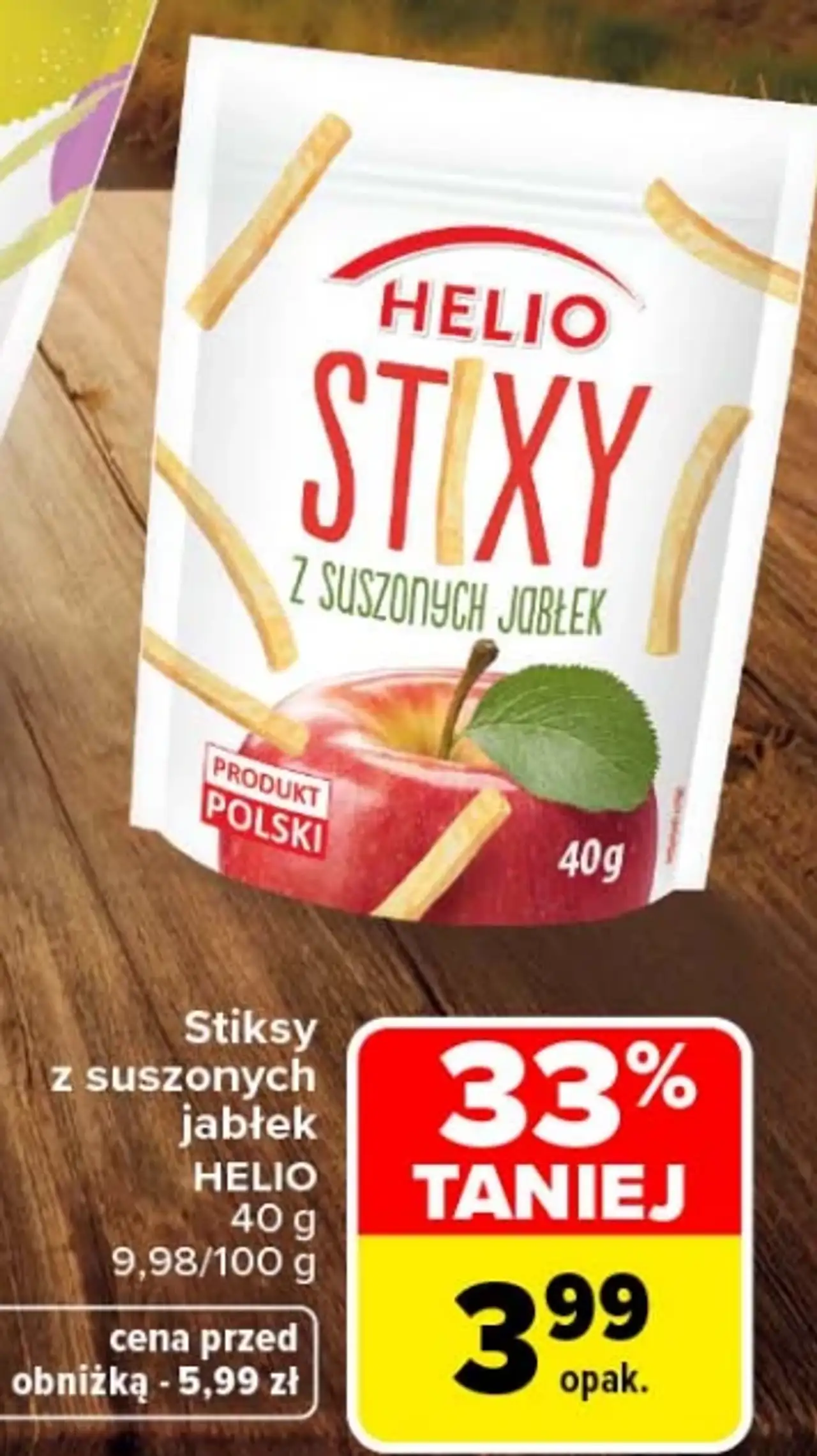Stiksy z suszonych jabłek Helio Stixy