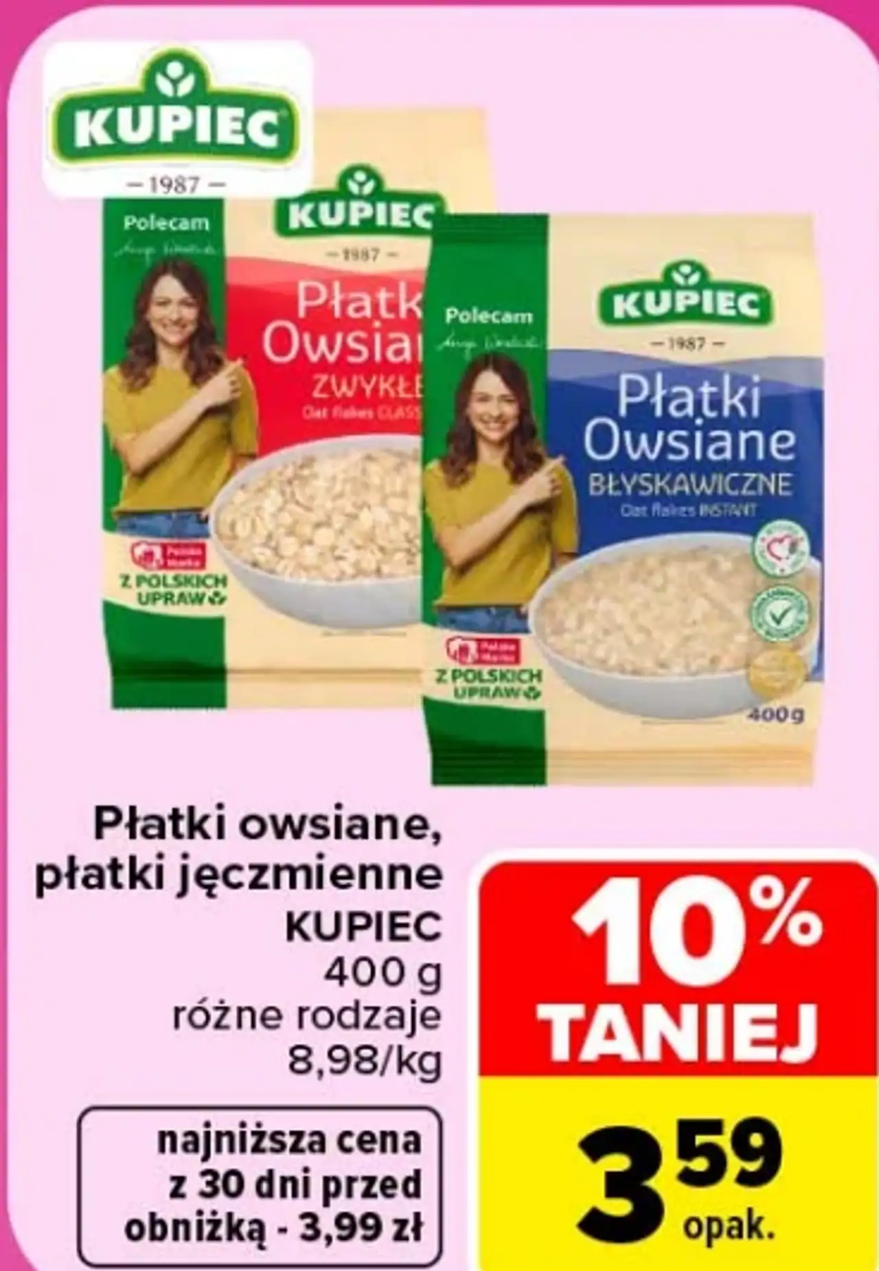 Płatki owsiane, płatki jęczmienne Kupiec