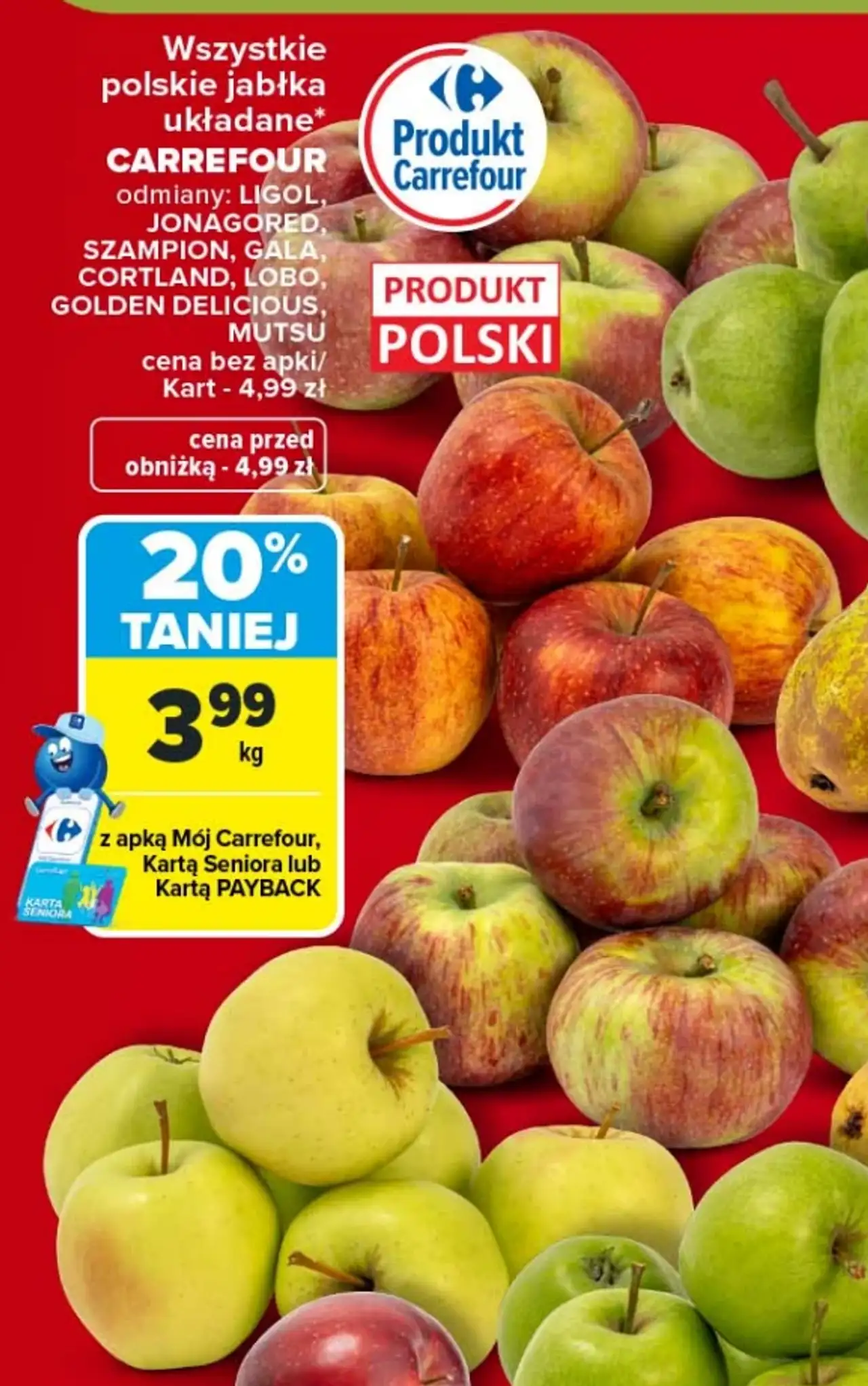Wszystkie polskie jabłka układane CARREFOUR