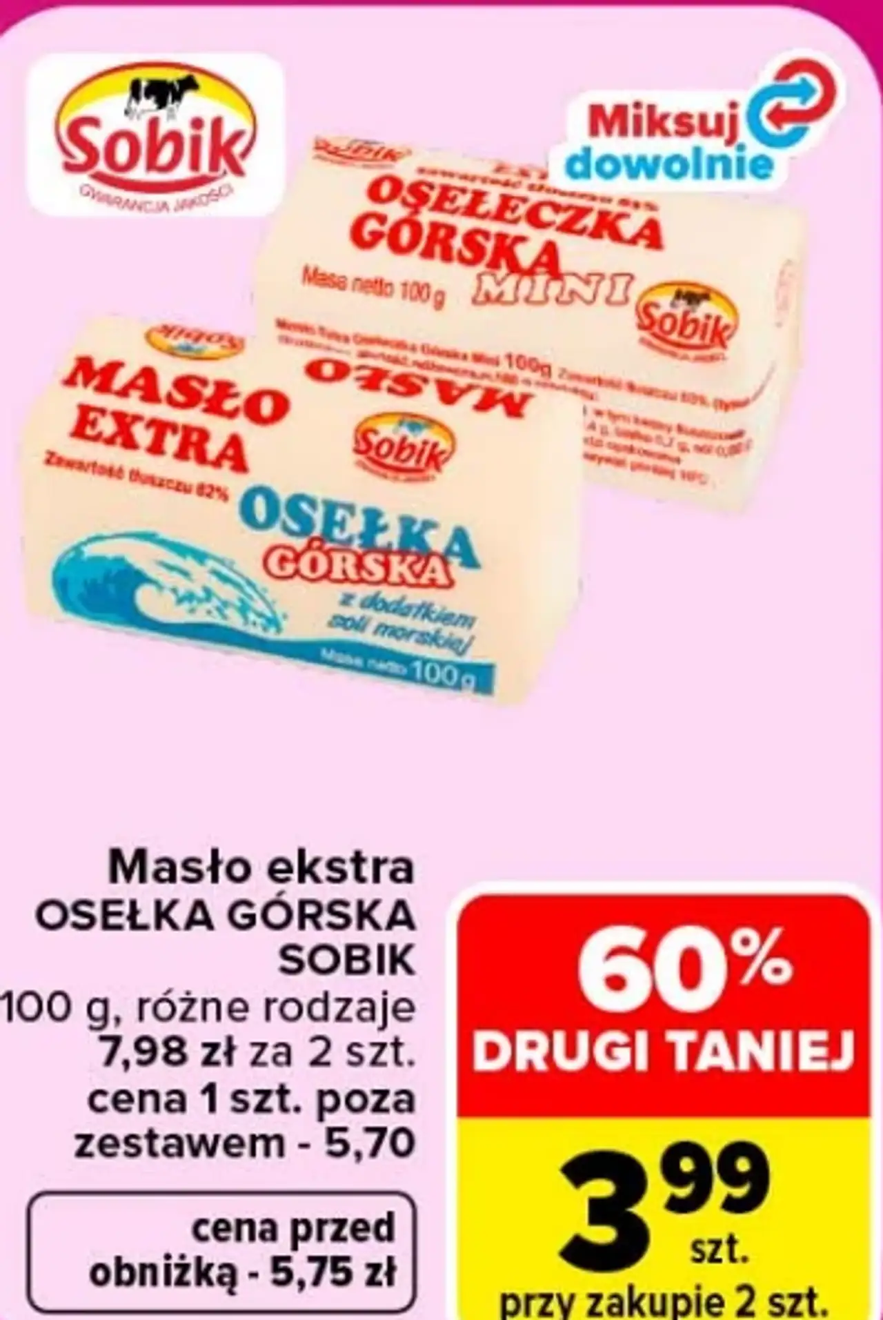 Masło ekstra Osełka Górska Sobik
