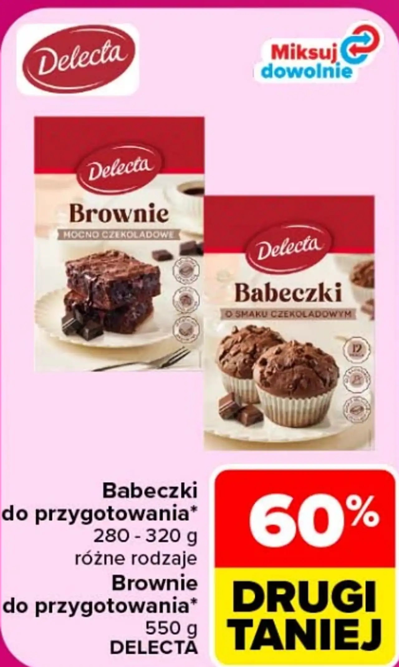Babeczki do przygotowania lub Brownie do przygotowania Delecta