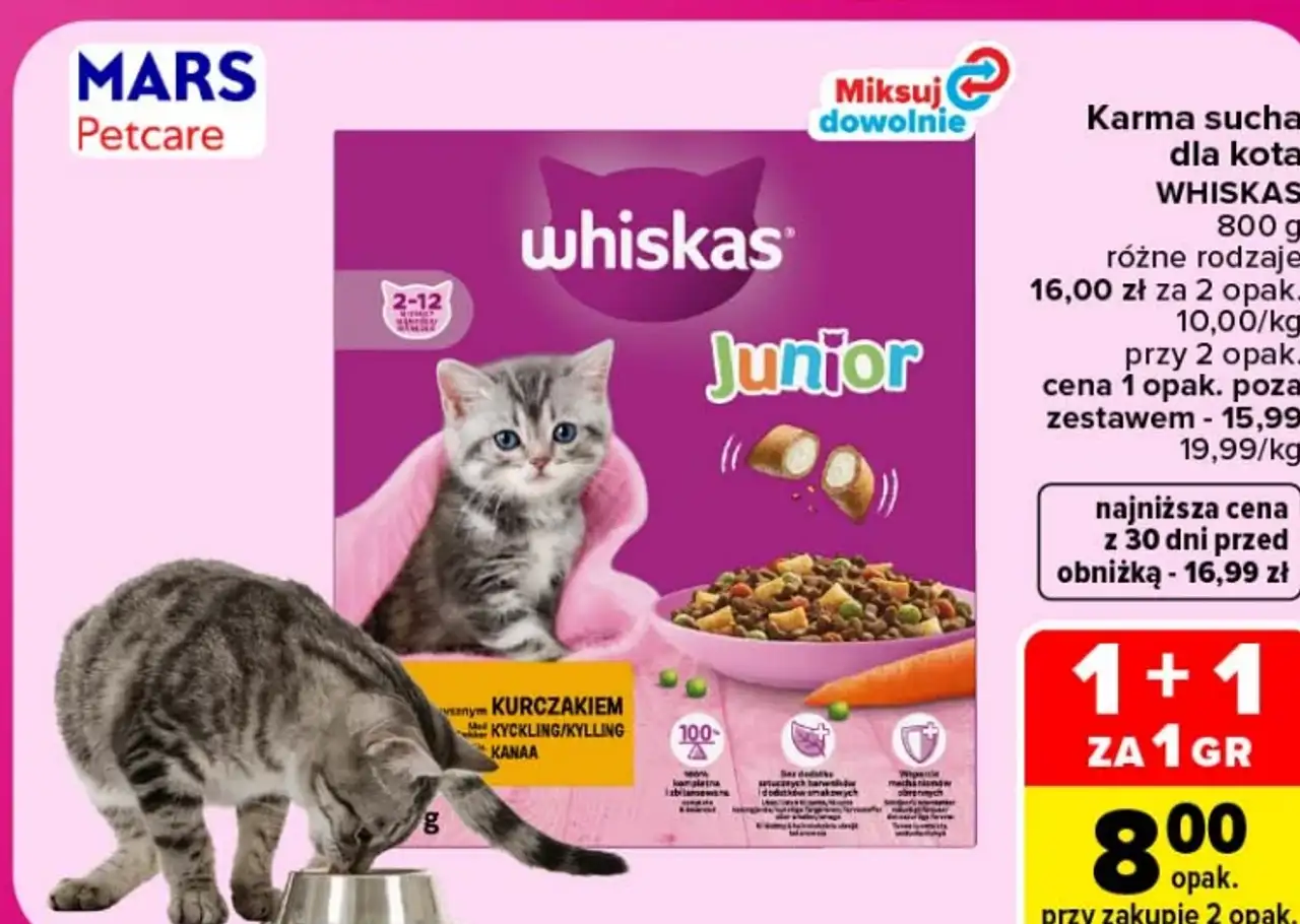 Karma sucha dla kota WHISKAS różne rodzaje