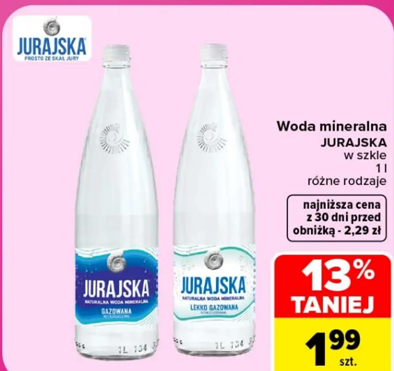 Woda mineralna JURAJSKA w szkle