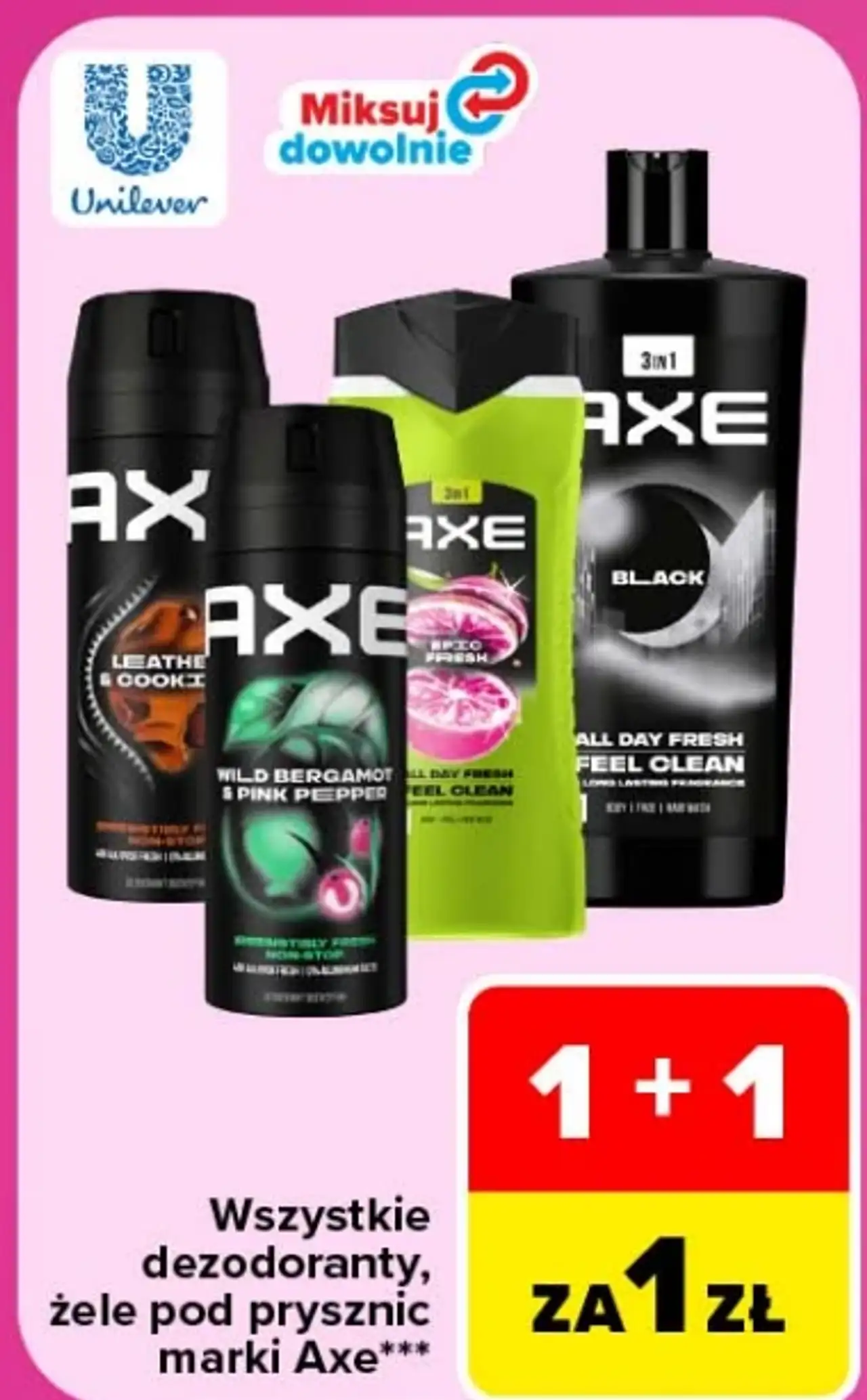 Wszystkie dezodoranty, żele pod prysznic marki Axe