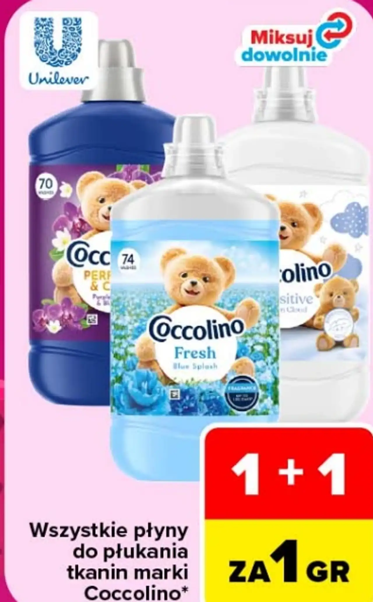 Wszystkie płyny do płukania tkanin marki Coccolino