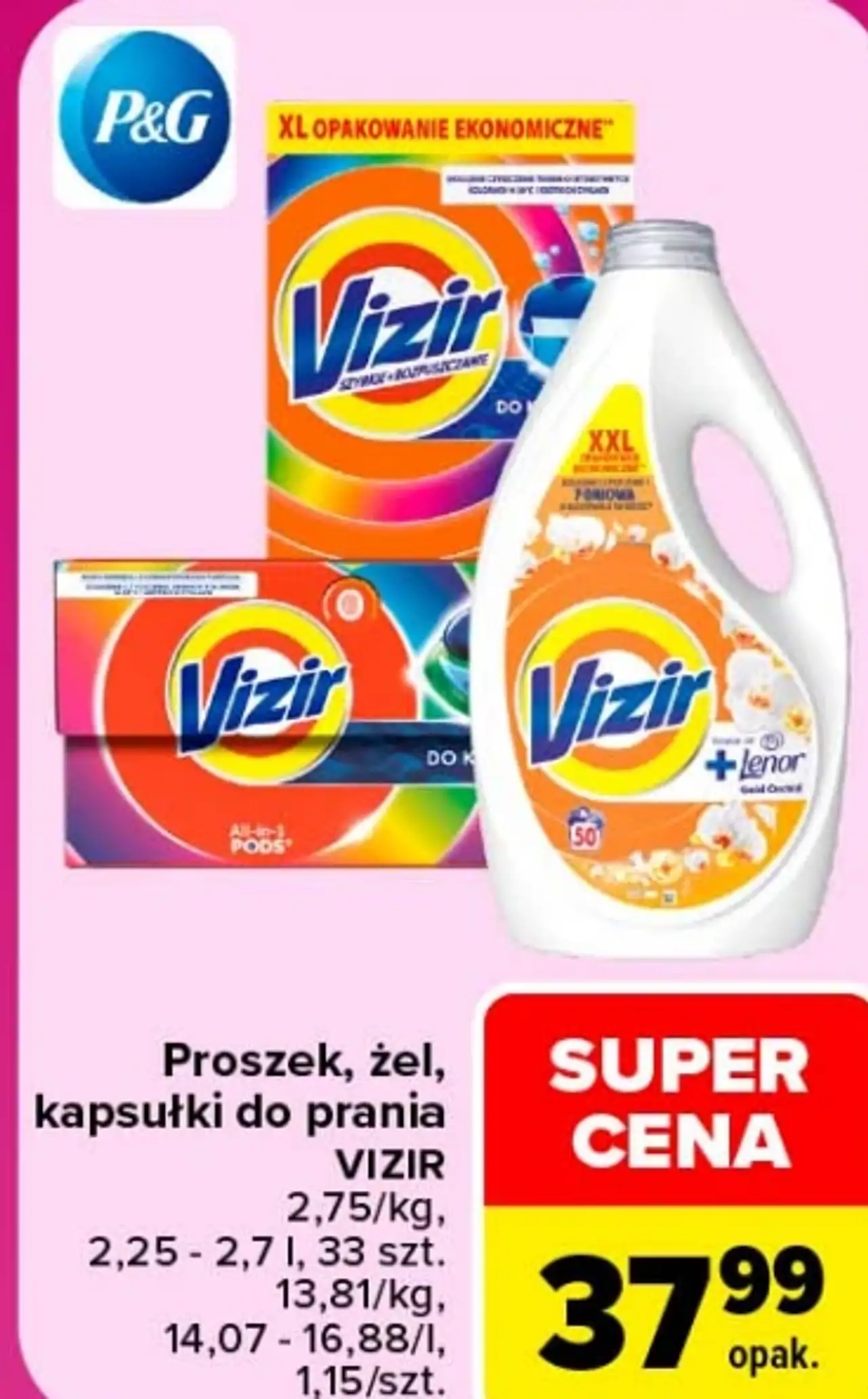 Proszek, żel, kapsułki do prania Vizir