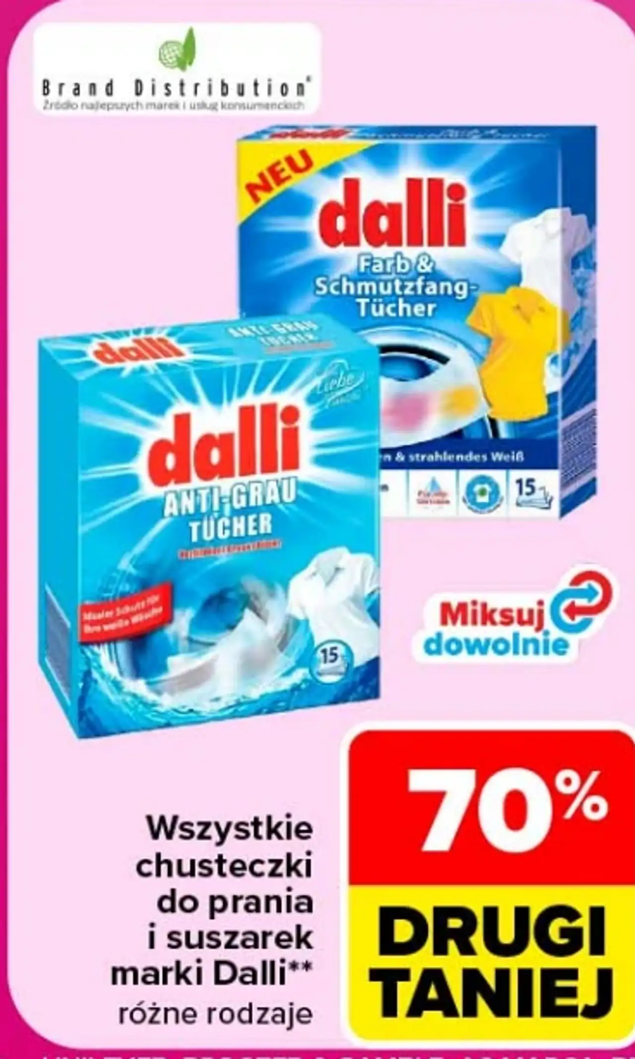 Wszystkie chusteczki do prania i suszarek marki Dalli