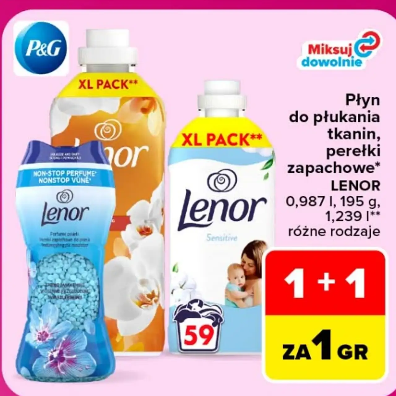 Płyn do płukania tkanin, perełki zapachowe Lenor