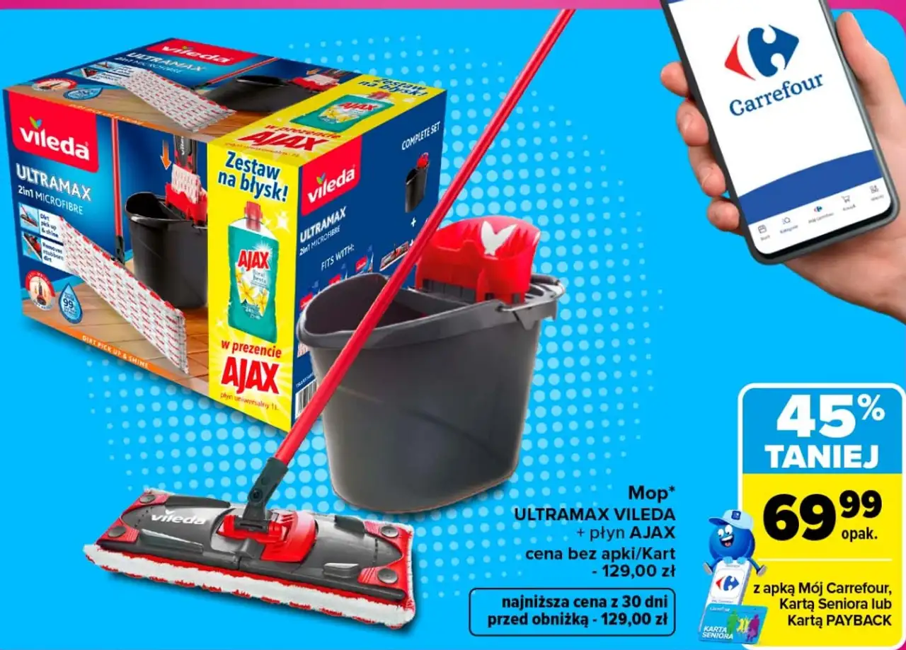 Mop ULTRAMAX VILEDA + płyn AJAX