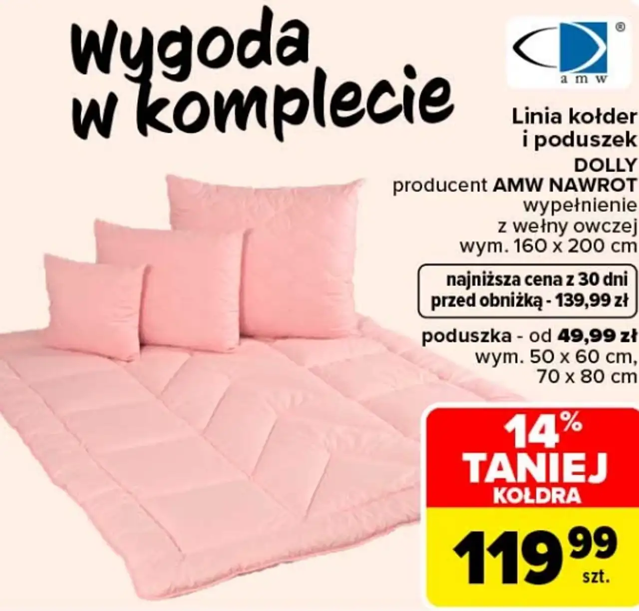 Linia kołder i poduszek Dolly AMW Nawrot kołdra 160 x 200 cm