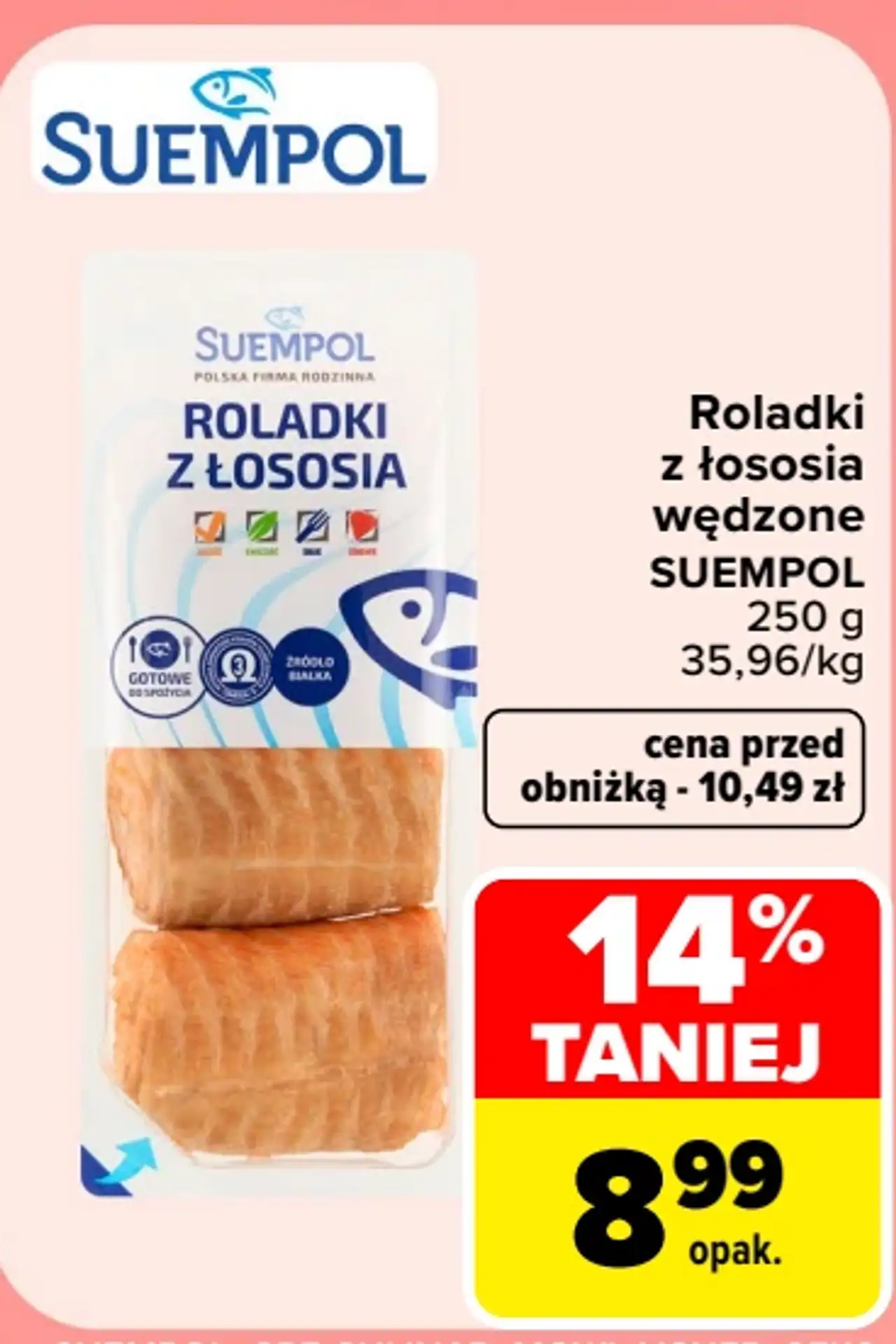 Roladki z łososia wędzone SUEMPOL