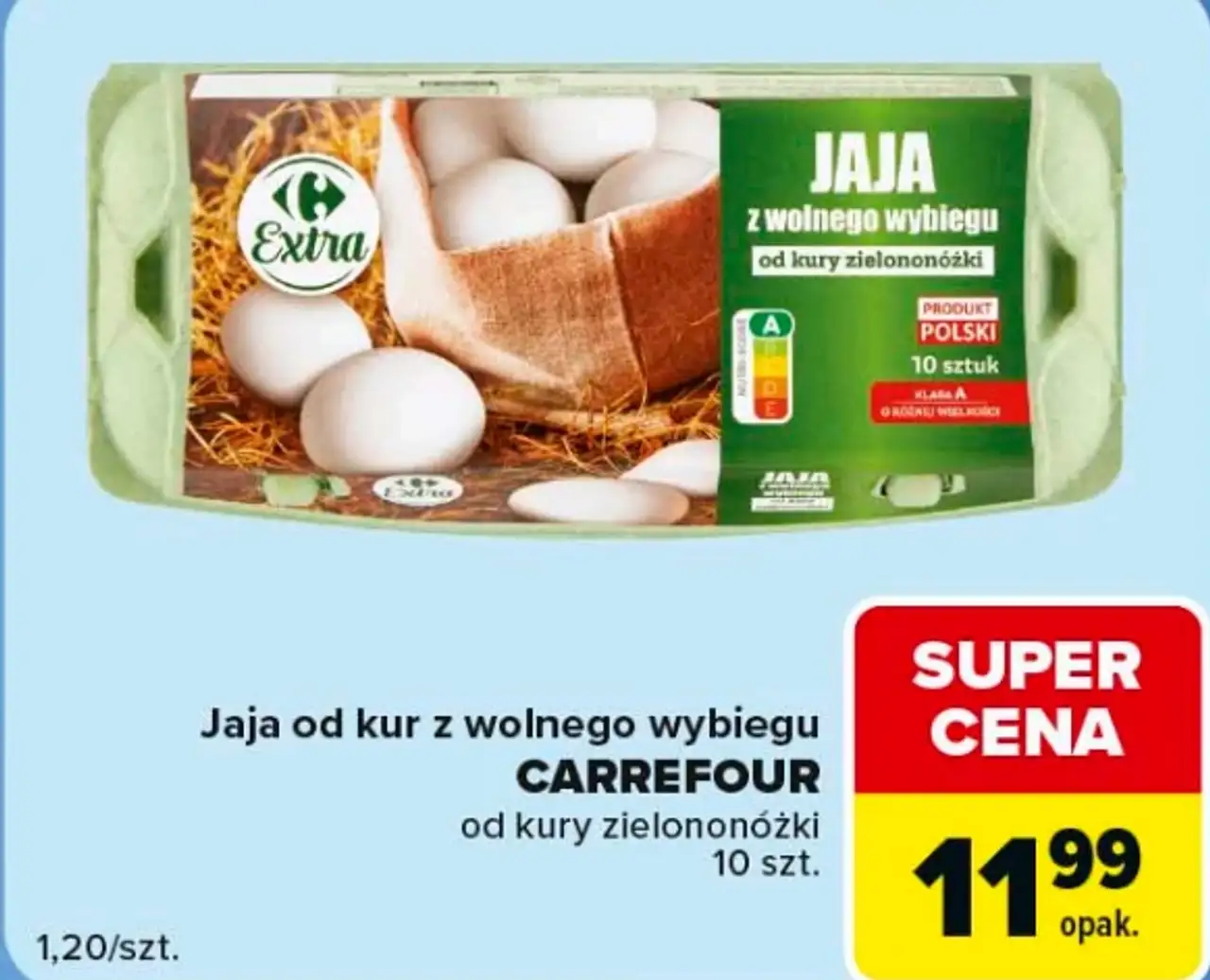 Jaja od kur z wolnego wybiegu CARREFOUR od kury zielononóżki