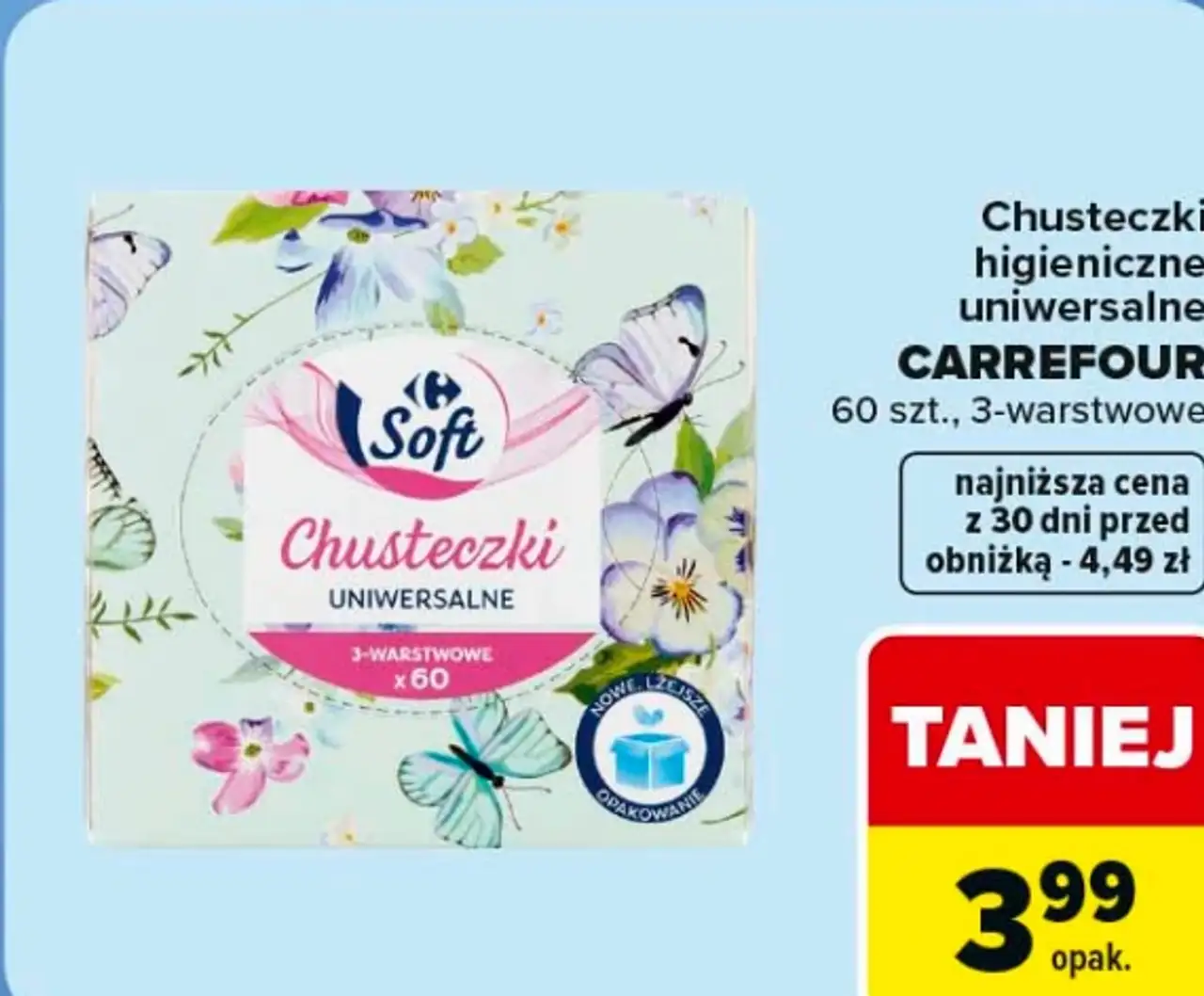 Chusteczki higieniczne uniwersalne Carrefour Soft