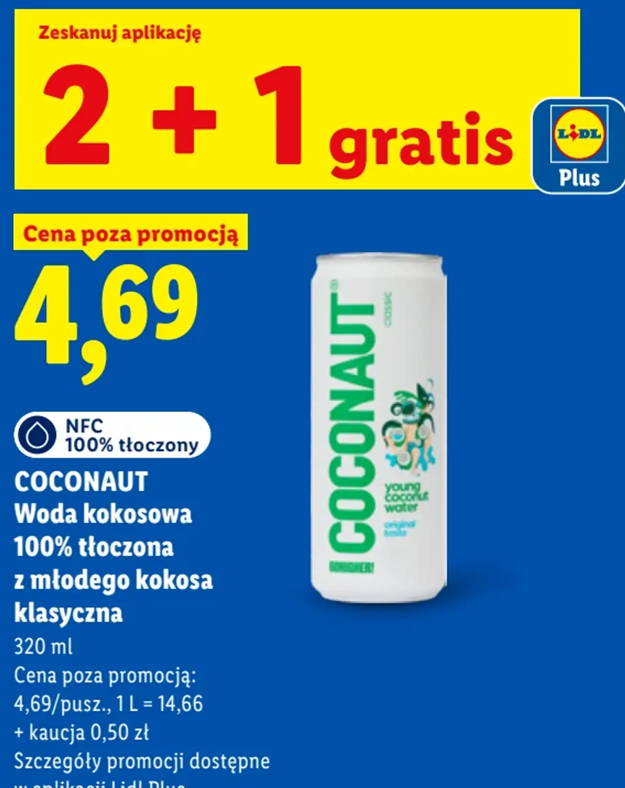 COCONAUT Woda kokosowa 100% tłoczona z młodego kokosa klasyczna