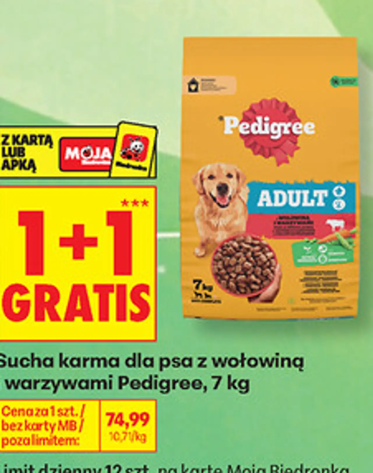 Sucha karma dla psa z wołowiną i warzywami Pedigree, 7 kg