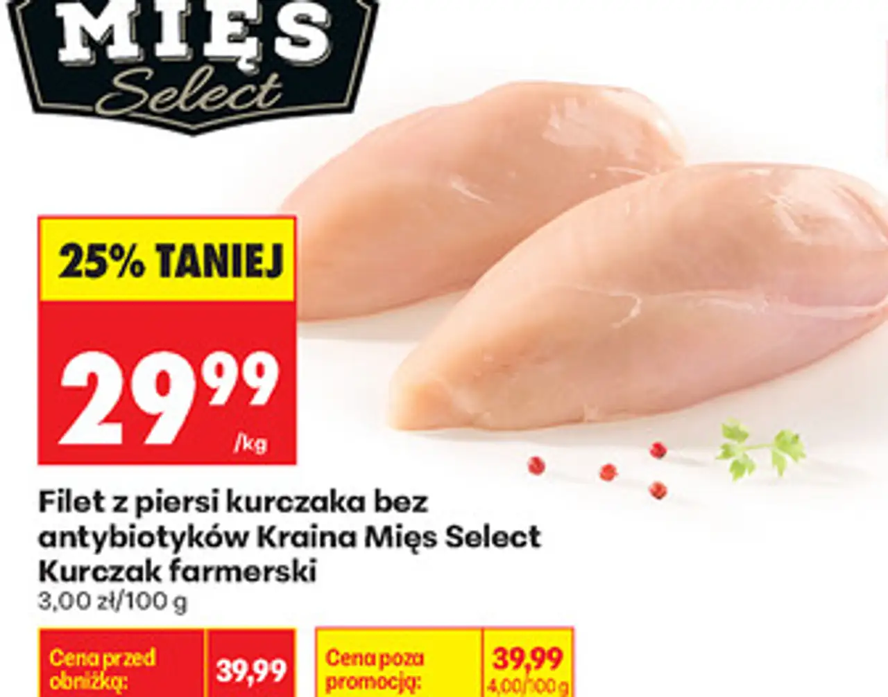 Filet z piersi kurczaka bez antybiotyków Kraina Mięs Select Kurczak farmerski