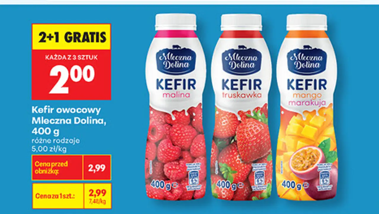 Kefir owocowy Mleczna Dolina, 400 g