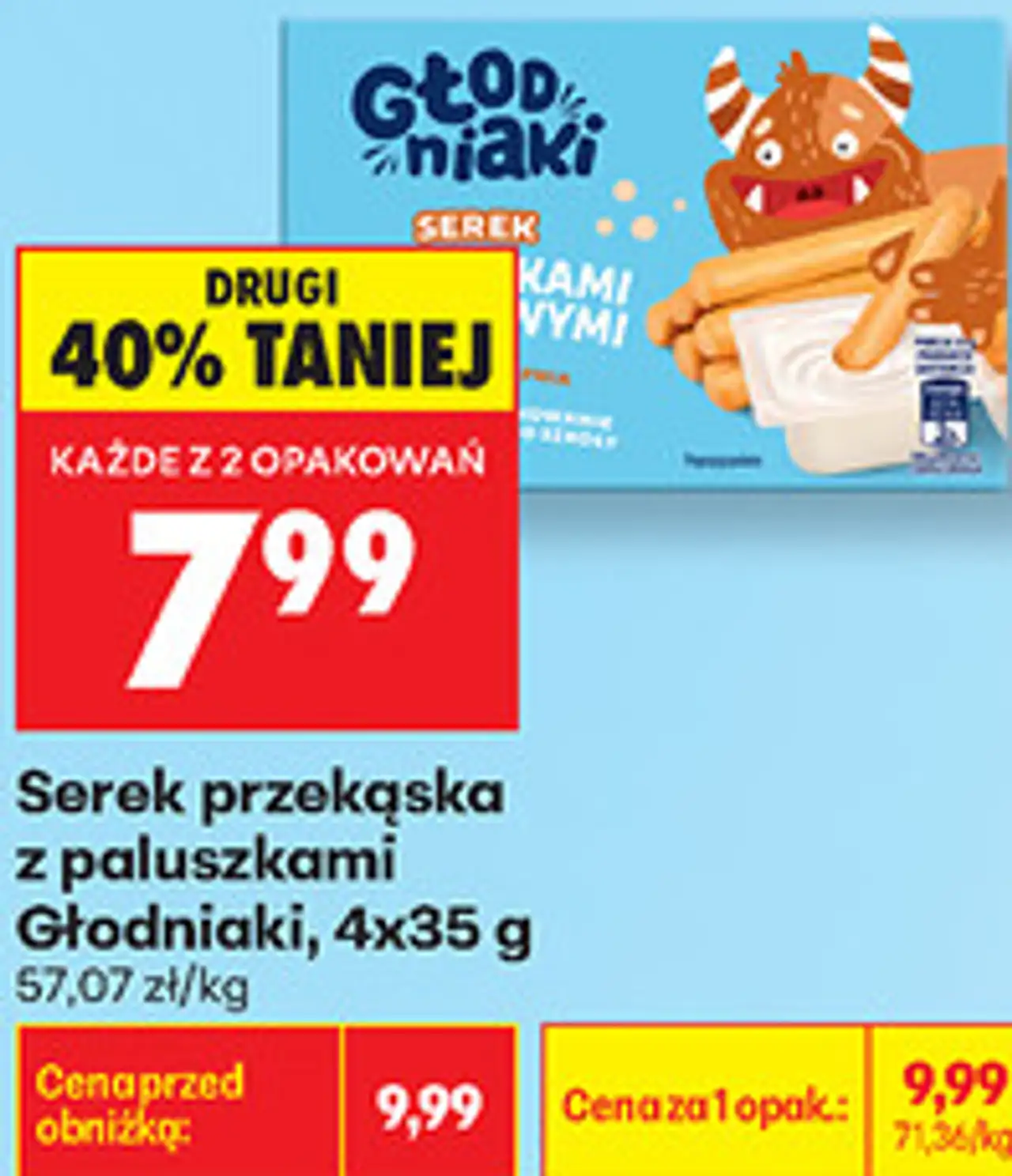 Serek przekąska z paluszkami Głodniaki, 4x35 g