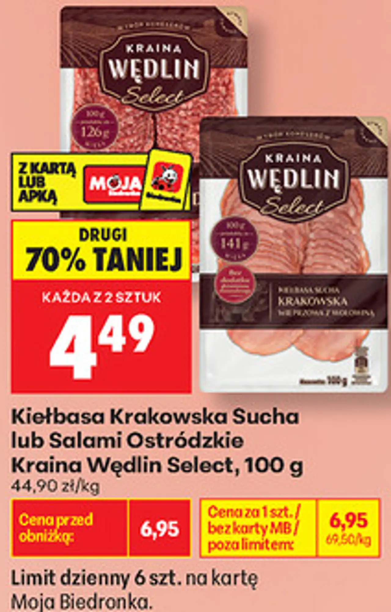 Kiełbasa Krakowska Sucha lub Salami Ostródzkie Kraina Wędlin Select