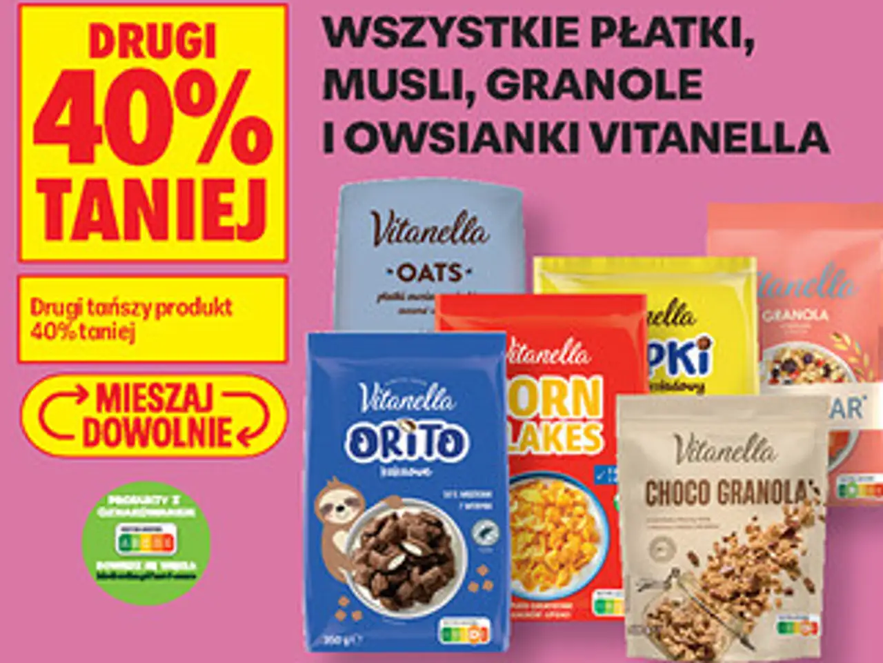 Wszystkie płatki, musli, granole i owsianki Vitanella