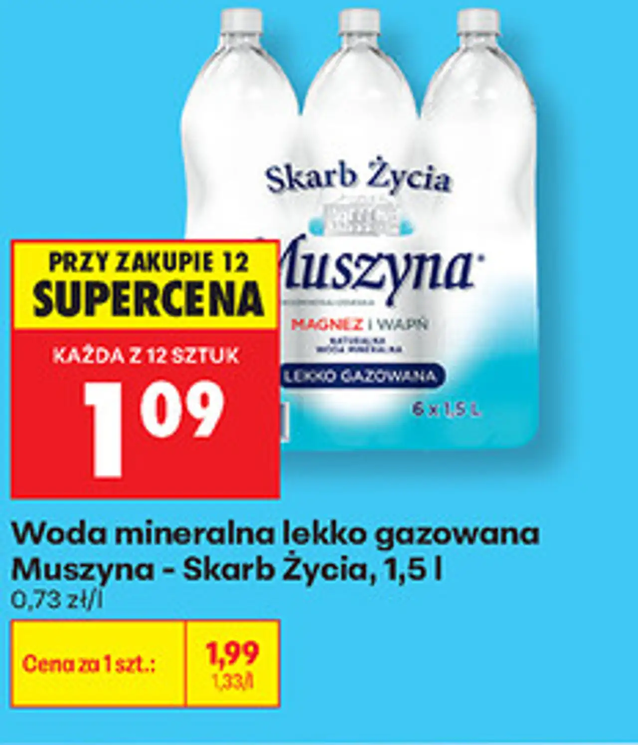 Woda mineralna lekko gazowana Muszyna - Skarb Życia, 1,5 l