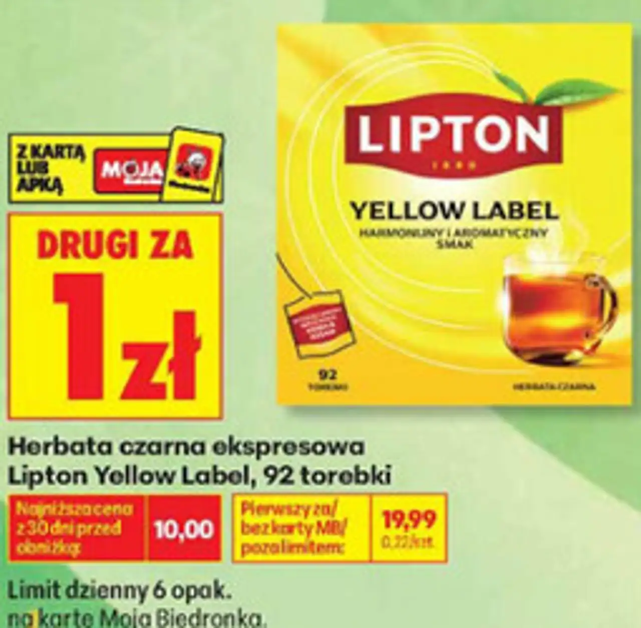 Herbata czarna ekspresowa Lipton Yellow Label