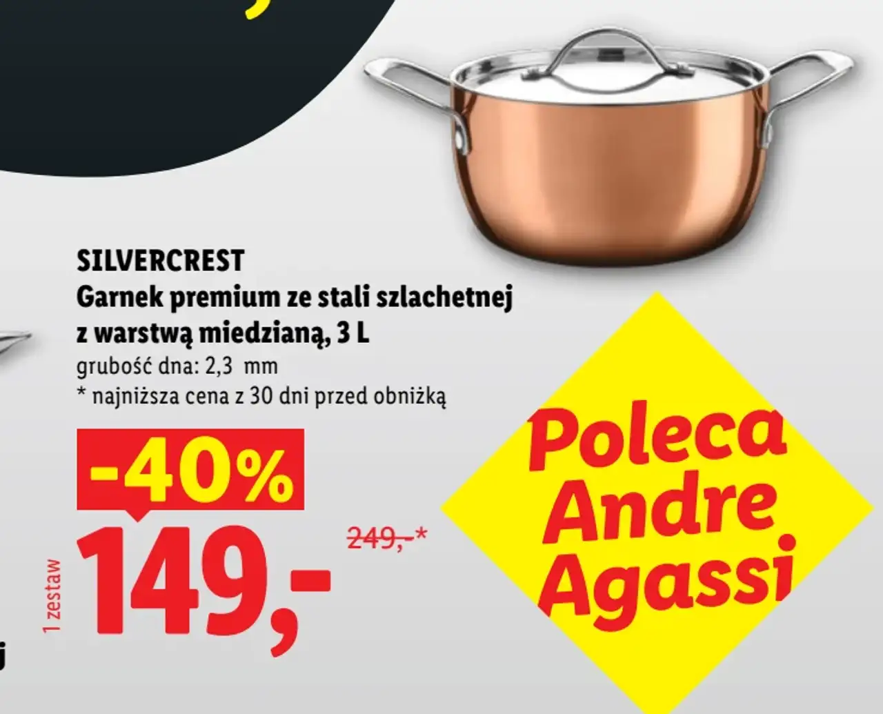 SILVERCREST Garnek premium ze stali szlachetnej z warstwą miedzianą, 3 L