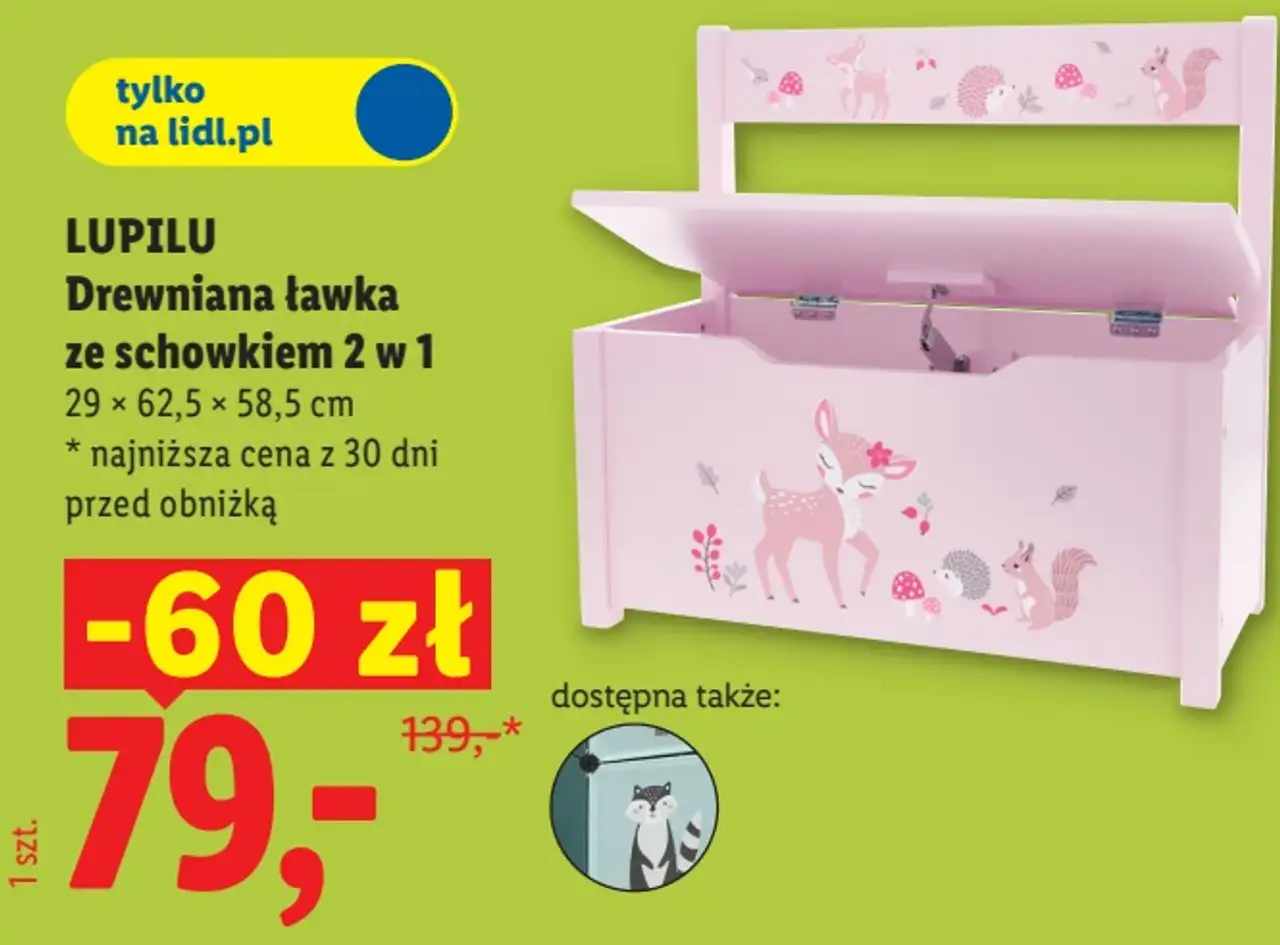 LUPILU Drewniana ławka ze schowkiem 2 w 1
