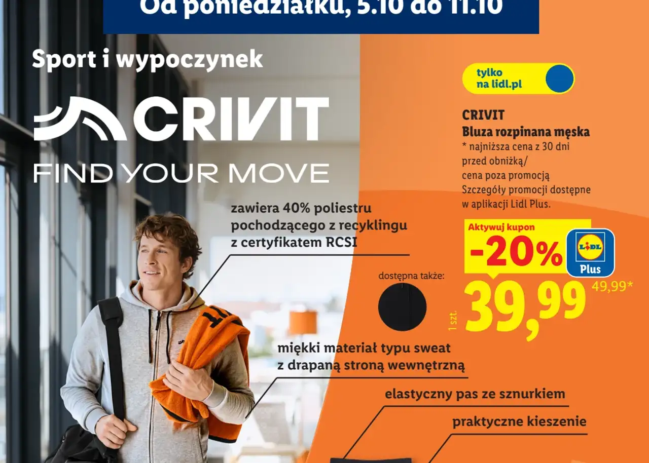 CRIVIT Bluza rozpinana męska lub spodnie dresowe męskie